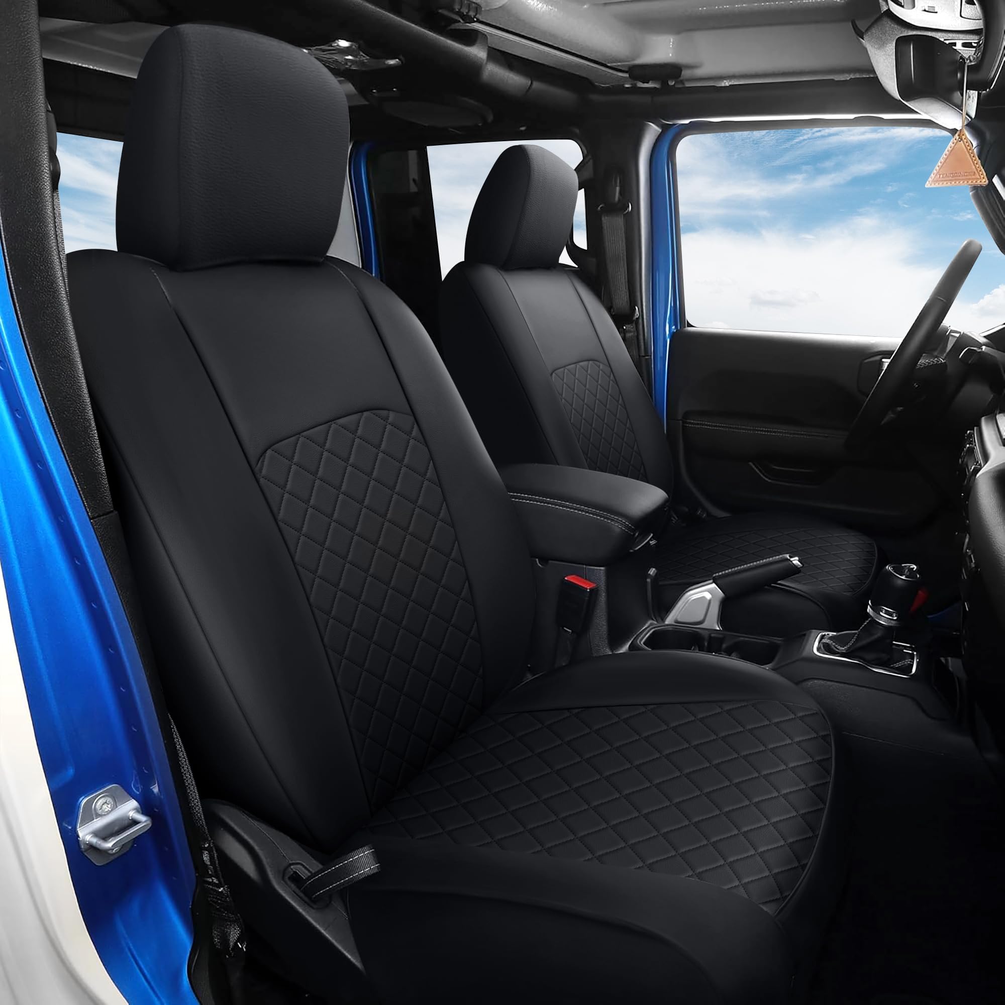 GIANT PANDA Leather Front Seat Covers for Jeep Gladiator 2020-2024 Sport Willys Rubicon Mojave Freedom, Truck Pickup Seat Protec