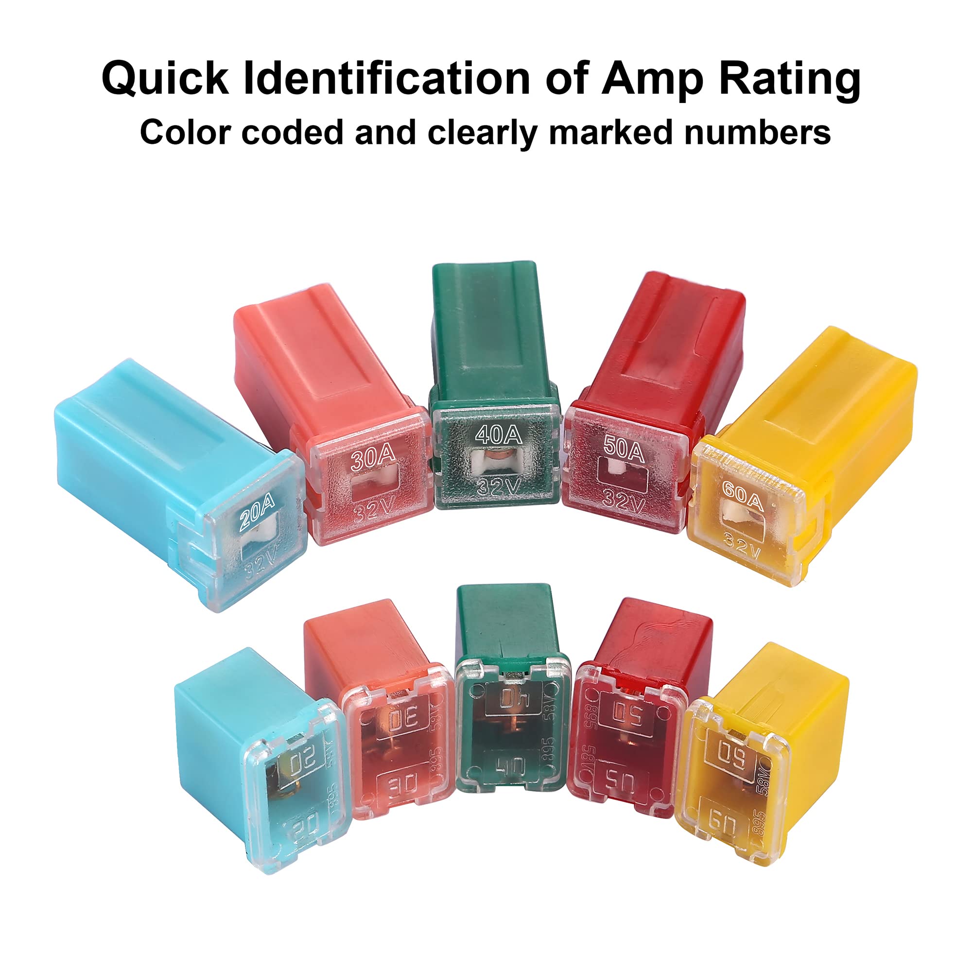 Crocsee 30 Pieces Car Fuses Assortment Kit, Tall/Standard And Low Profile Box Shaped Automotive Fuses For Ford, Chevy/Gm, Chrysler/Dodge, And Toyota Pickup Trucks, Cars And Suvs