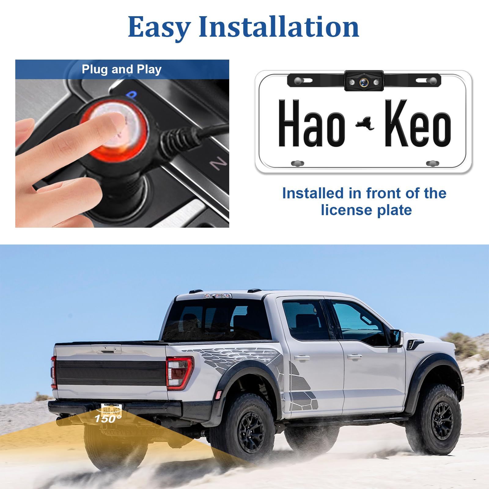 HaoKeo Backup Camera Kit - 7 Inch HD 2K Monitor, Night Vision, IP69 Waterproof - Model H7 for Trucks, RVs, and Trailers