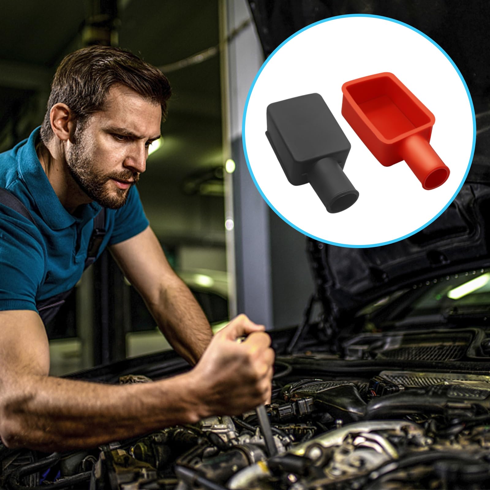 12Pcs Battery Terminal Cover, Battery Terminal Protector,Car Insulating Protector Car Battery Cover,Soft Rubber Positive Negativ