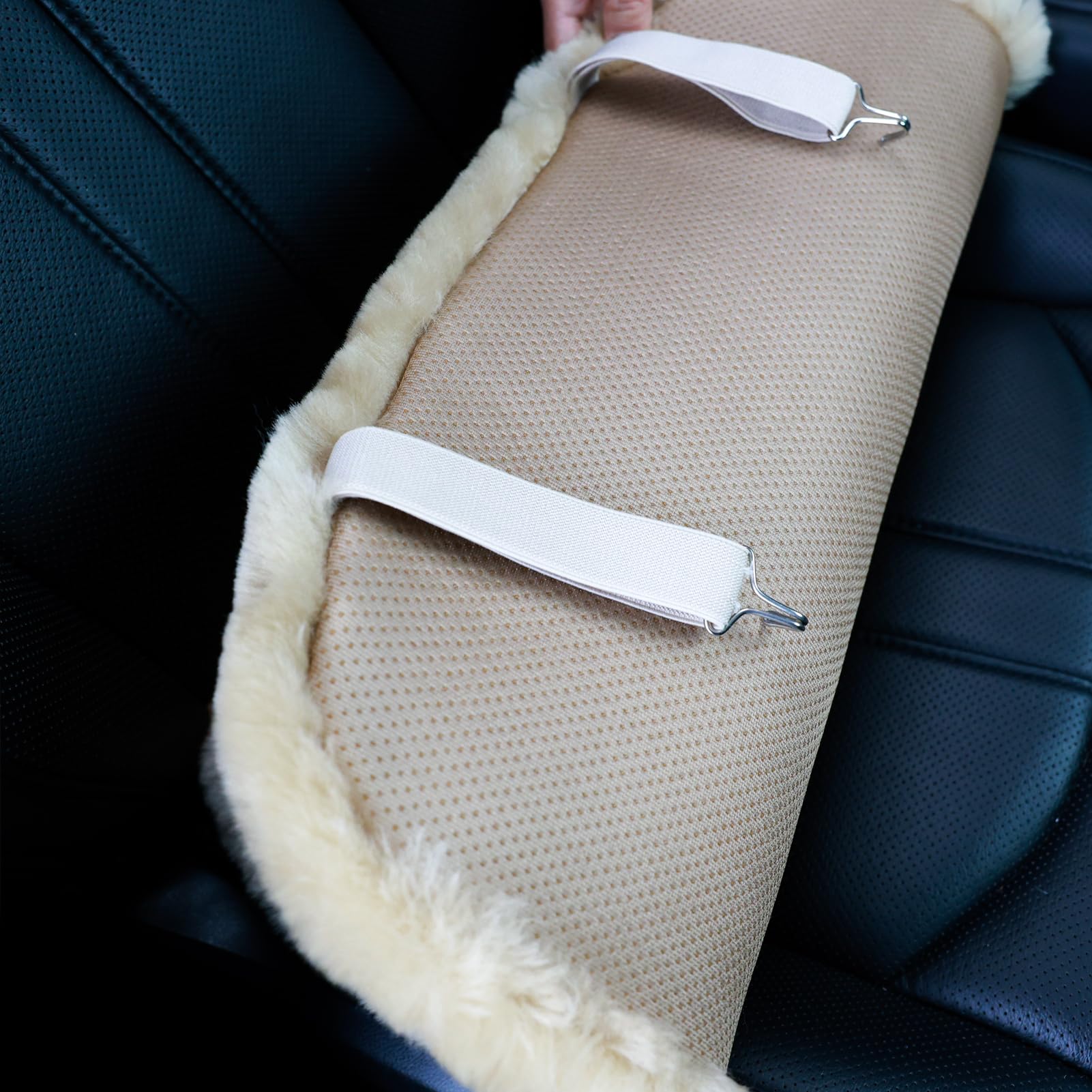 Ogland Fluffy Genuine Sheepskin Car Seat Cover For Auto Fuzzy Interior Accessories Cushion With Soft Wool Natural Fur Non-Slip (