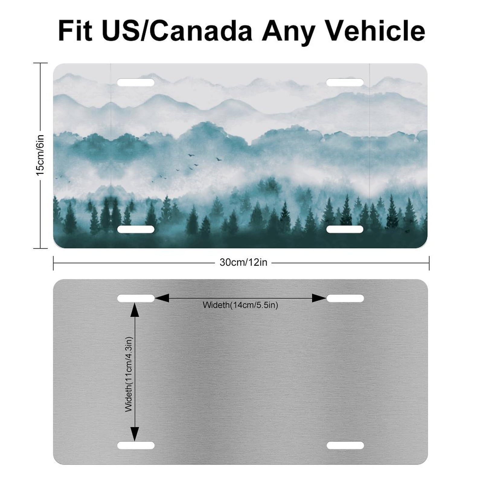 Muishi Misty Green Forest Trees Decorative License Plate, Vanity Tag, Metal License Plate, Aluminum Novelty License Plate Home D