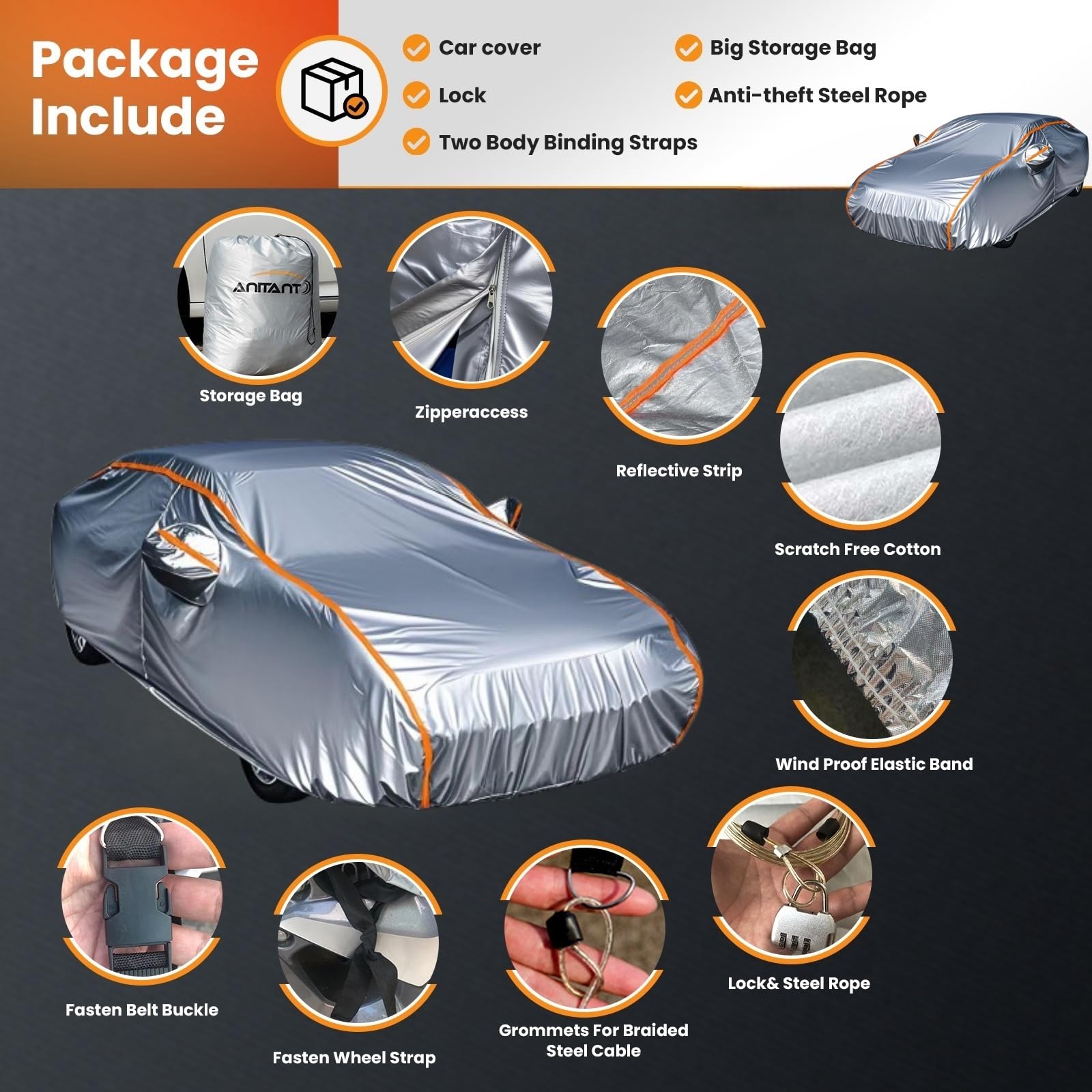 Anitant Durability Waterproof All Weather Small Car Cover For Automobiles Sedan Protector Outdoor Car Cover For Automobiles Fit