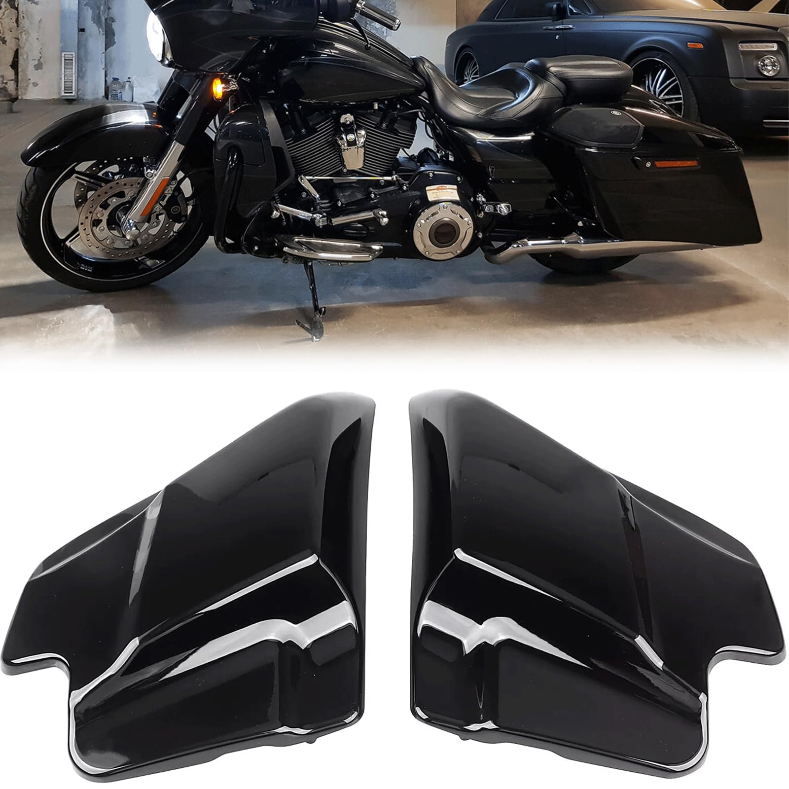 VPZMT Side Cover Panel for 1997-2007 Harley Davidson, Touring, Road King, Road Glide, Electra Glide, Street Glide, Vivid Black, 