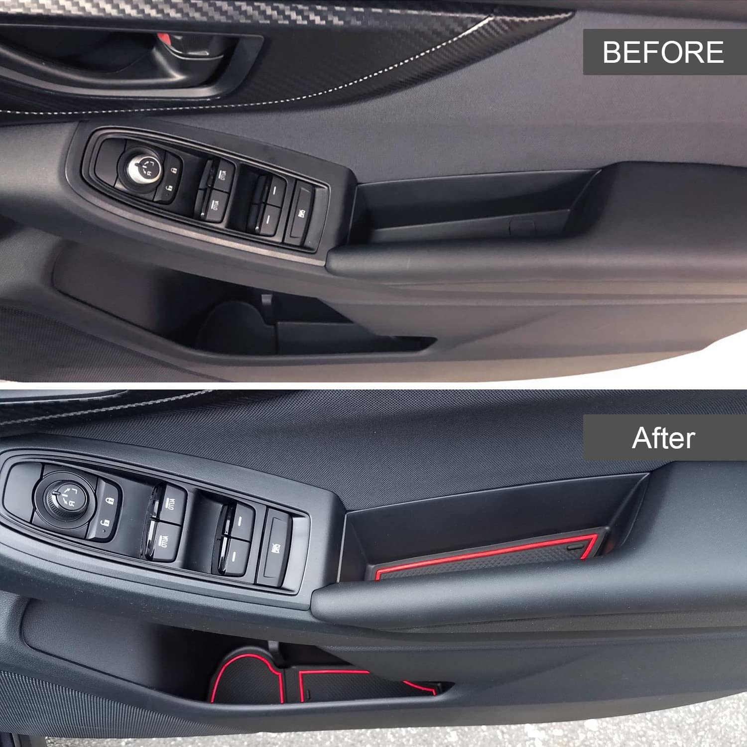 Mochent Cup Holder Insert For Subaru Crosstrek 2023 2022 2021 2020 2019 2018 And For Subaru Impreza 2017-2023 Center Console Mat Non-Slip Door Pocket Liners Interior Accessories(Red)