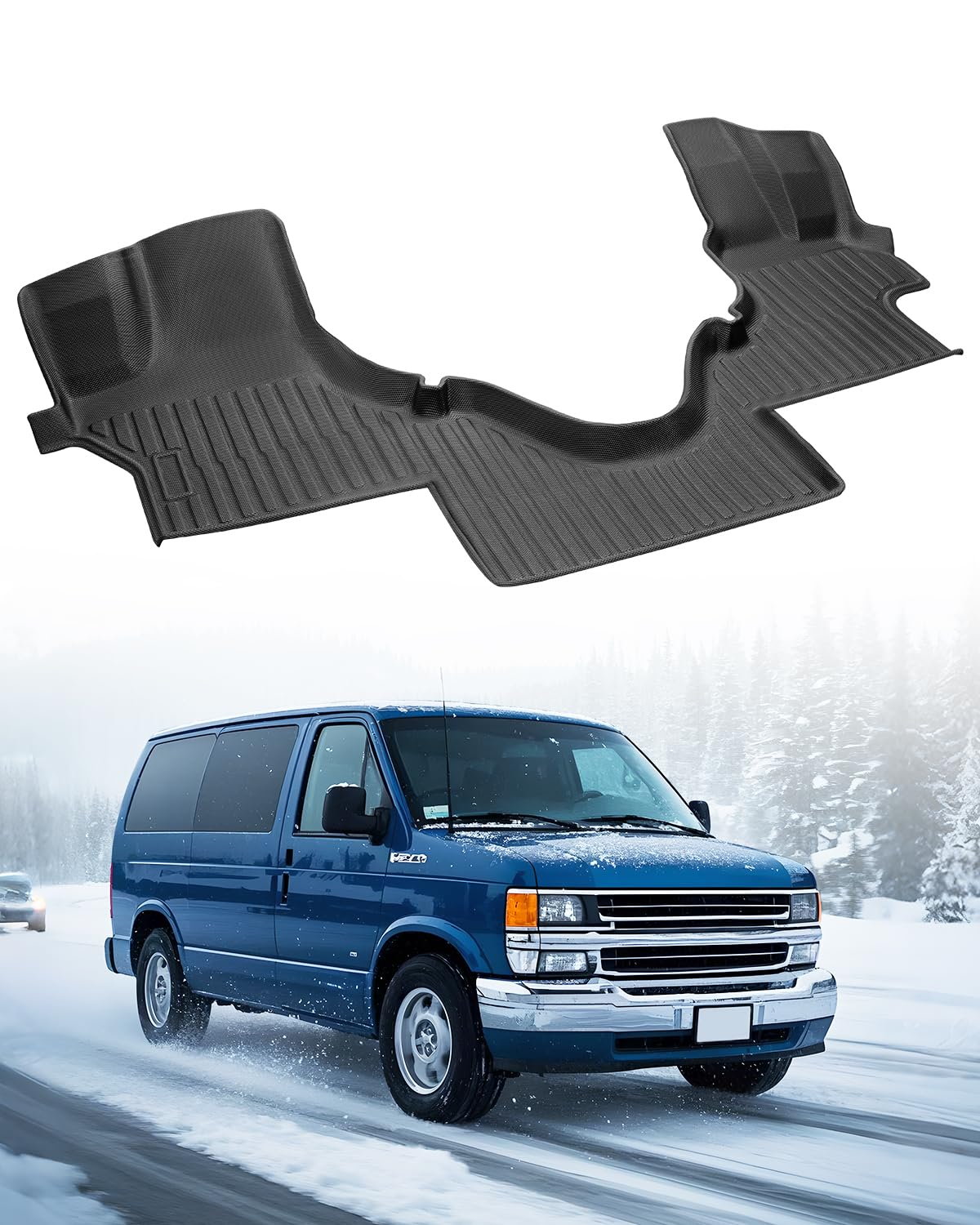 Car Floor Mat for Ford Econoline: for Econoline/E-Series 2025-2007 E150/E250/E350/E450, All Weather TPE Carpet Rubber Rug Interi