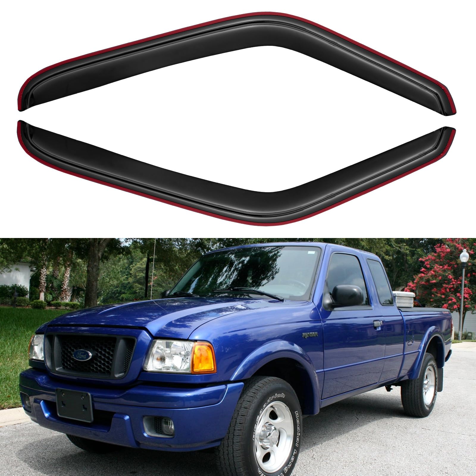 in-Channel Window Visors Rain Guards for 1993-2011 Ford Ranger, Window Vent Wind Deflectors Visors Shades for 1994-2009 Mazda B2