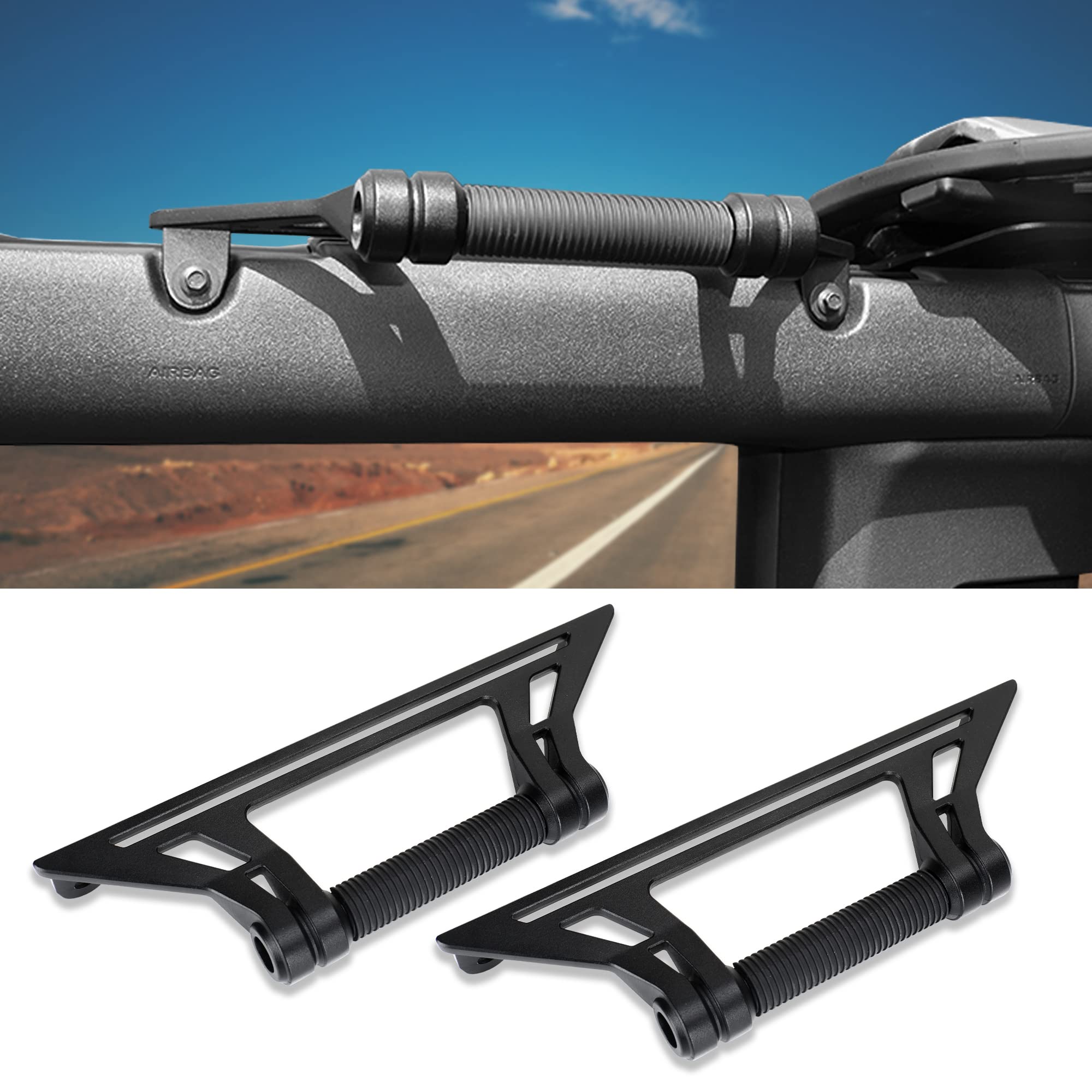 Updated Aluminum Grab Handles Compatible with Ford Bronco 2021-2025+ Rear Seat 4 Door Soft & Hard Top, Metal Grip Handles Replac