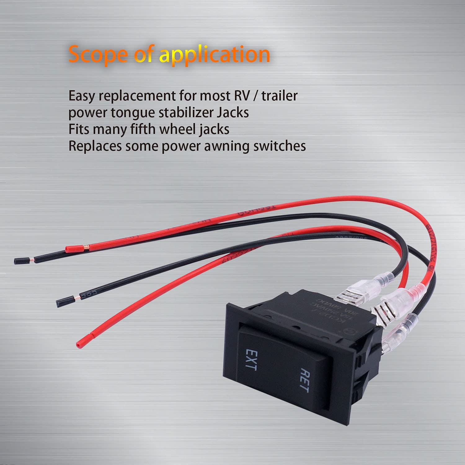 Weideer 12V Reverse Polarity Switch Momentary Power Jack Rocker Switch Dc Motor Control Dpdt 4 Pin(On)-Off-(On) 20A 12 Volt Dc Rv Switch With Wires