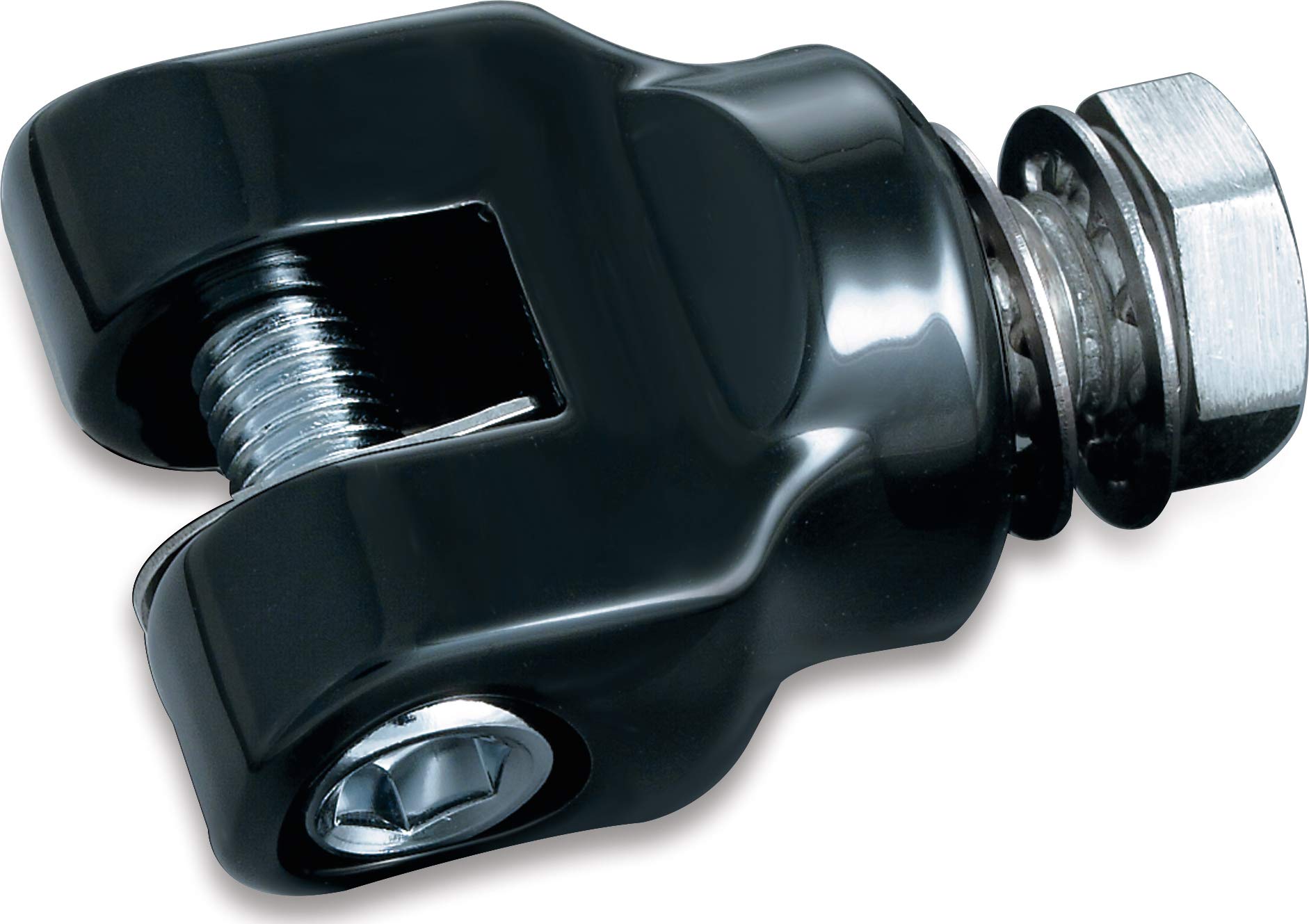 Kuryakyn 7573 Motorcycle Foot Control Component: Short Magnum Footpeg Mounts with 1/2''-13 Mounting Bolts, Gloss Black, 1 Pair