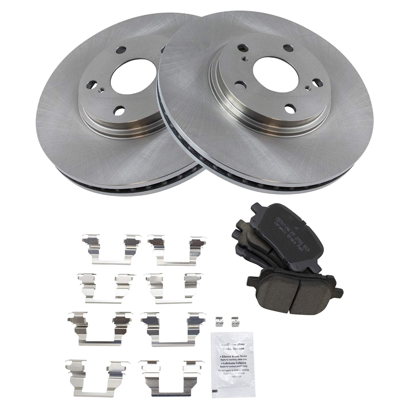 Trq Front Brake Pad & Rotor Kit Brake Pads Brake Rotor Ceramic Compatible With 1999-2001 Lexus Rx300