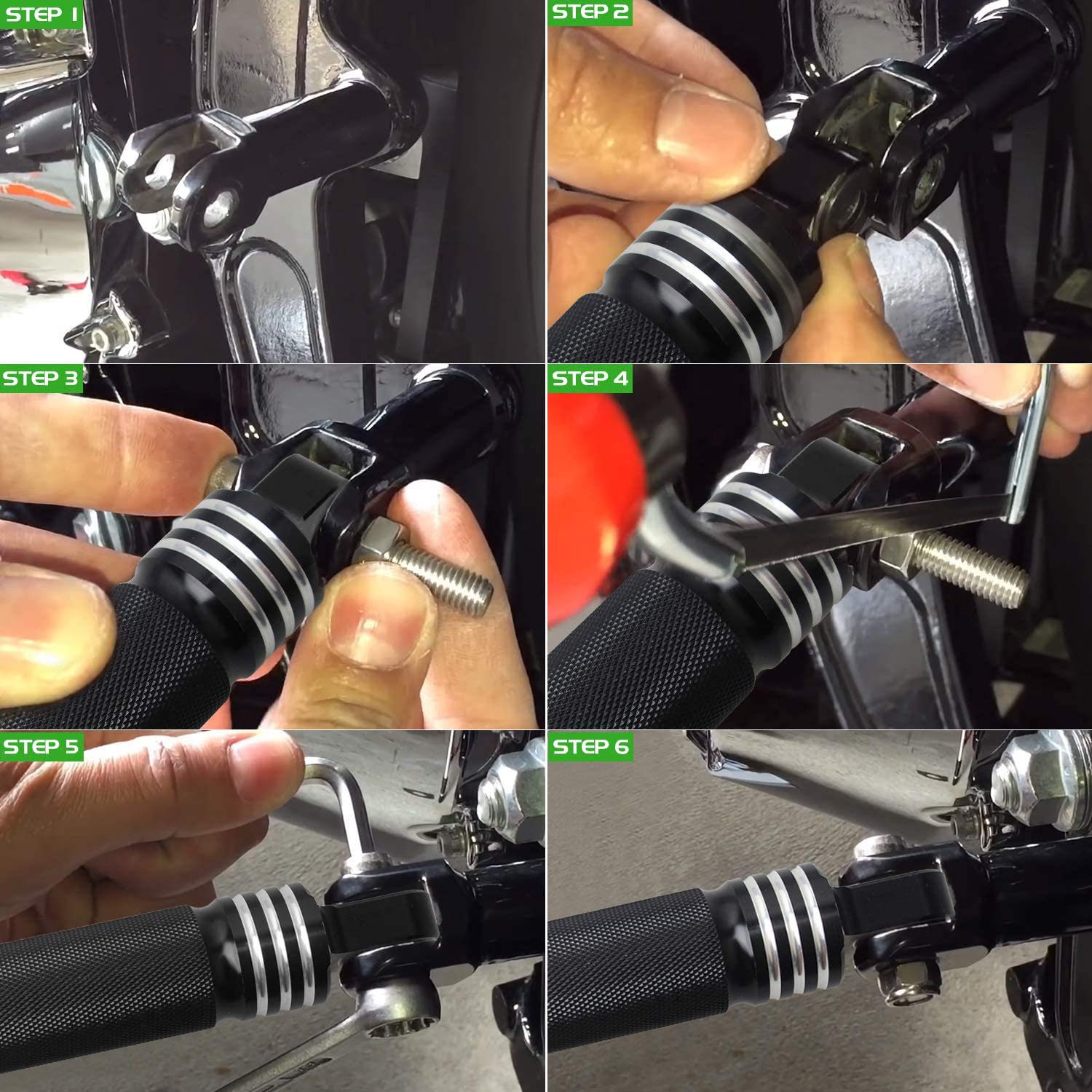 NTHREEAUTO Mounting Footpegs, Male Billet Footrests, Motorcycle Passenger Pedals Compatible with Harley Sportster, Dyna, Road Ki