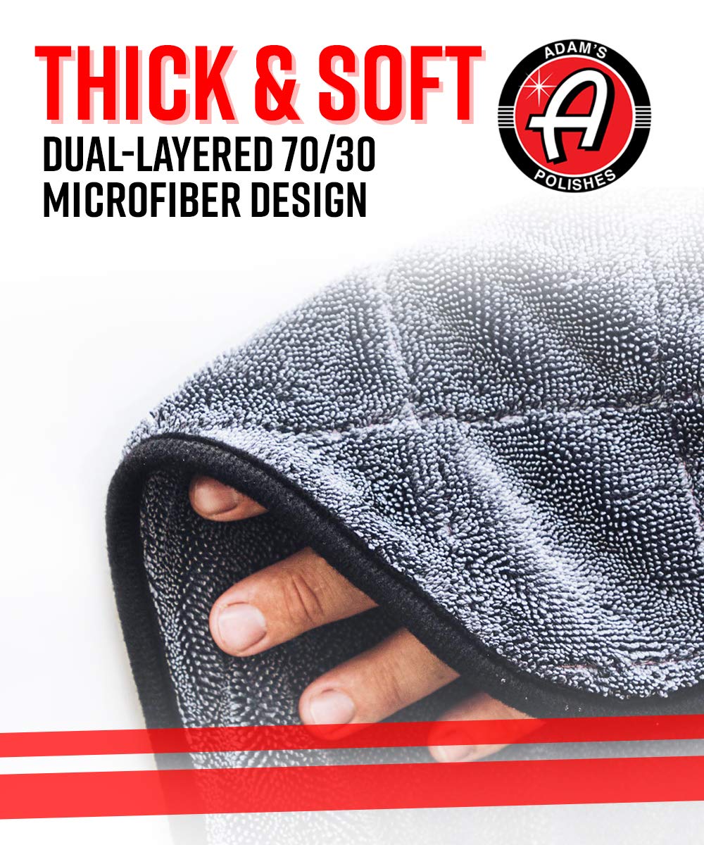 Adam'S Polishes Jumbo Plush Drying Towel 33 X 29 Inches 1500 Gsm - Absorbent Microfiber (1 Pack), White