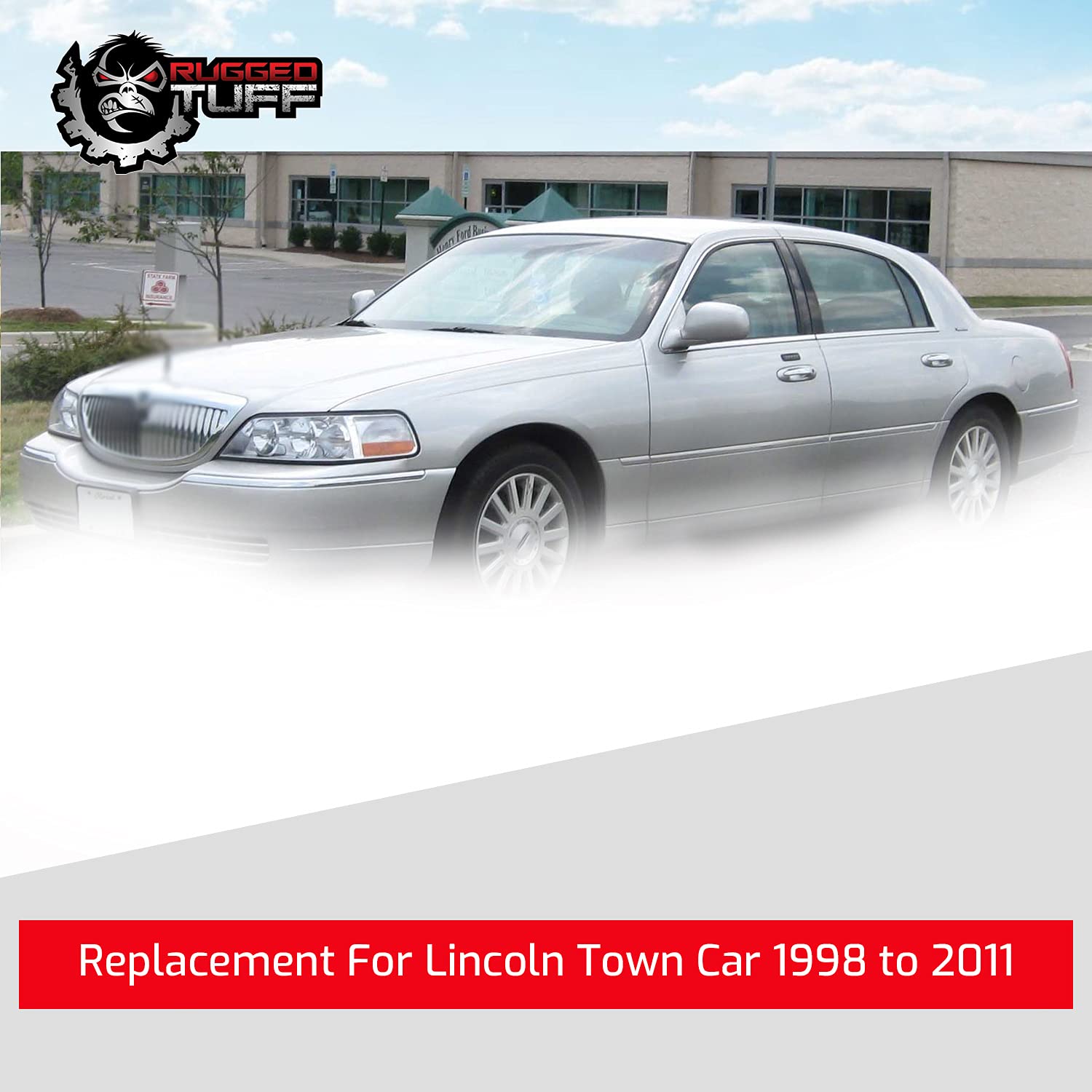 Exactafit 8128L Driver Side Mirror Glass Replacement Repair Compatible With 1998-2011 Lincoln Town Car