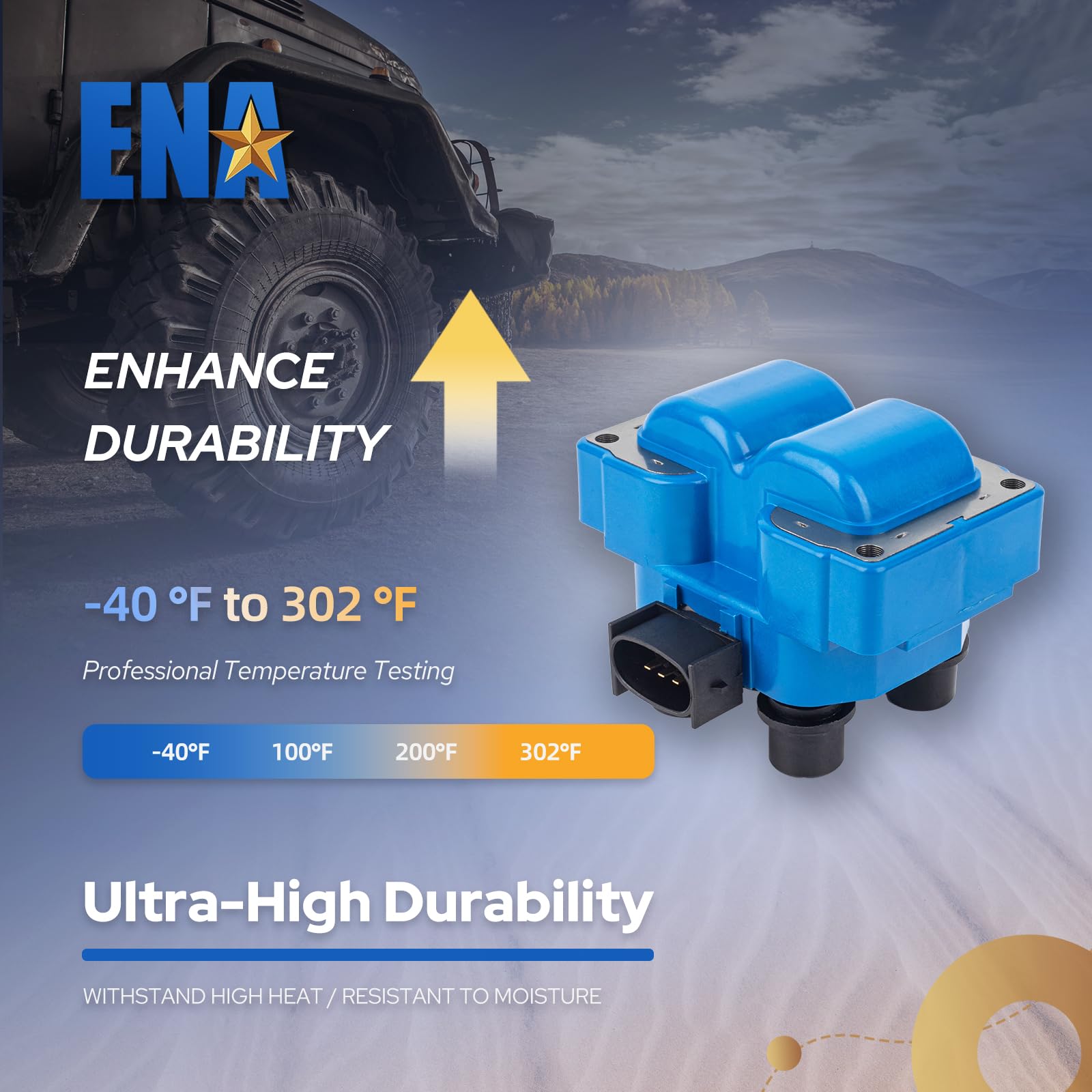 Ena Set Of 2 Blue Ignition Coil Pack Compatible With Ford Lincoln Mazda Mercury F150 F250 E150 Escort Explorer Mustang Ranger Ex