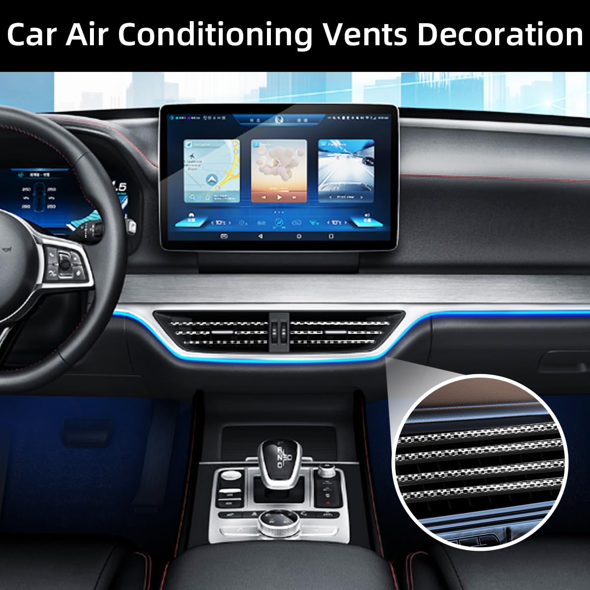 Ziciner 20 Pcs Car Air Conditioner Decoration Strip, Waterproof Bendable Auto Air Vent Outlet Shiny Trim, Universal Vehicle Inte