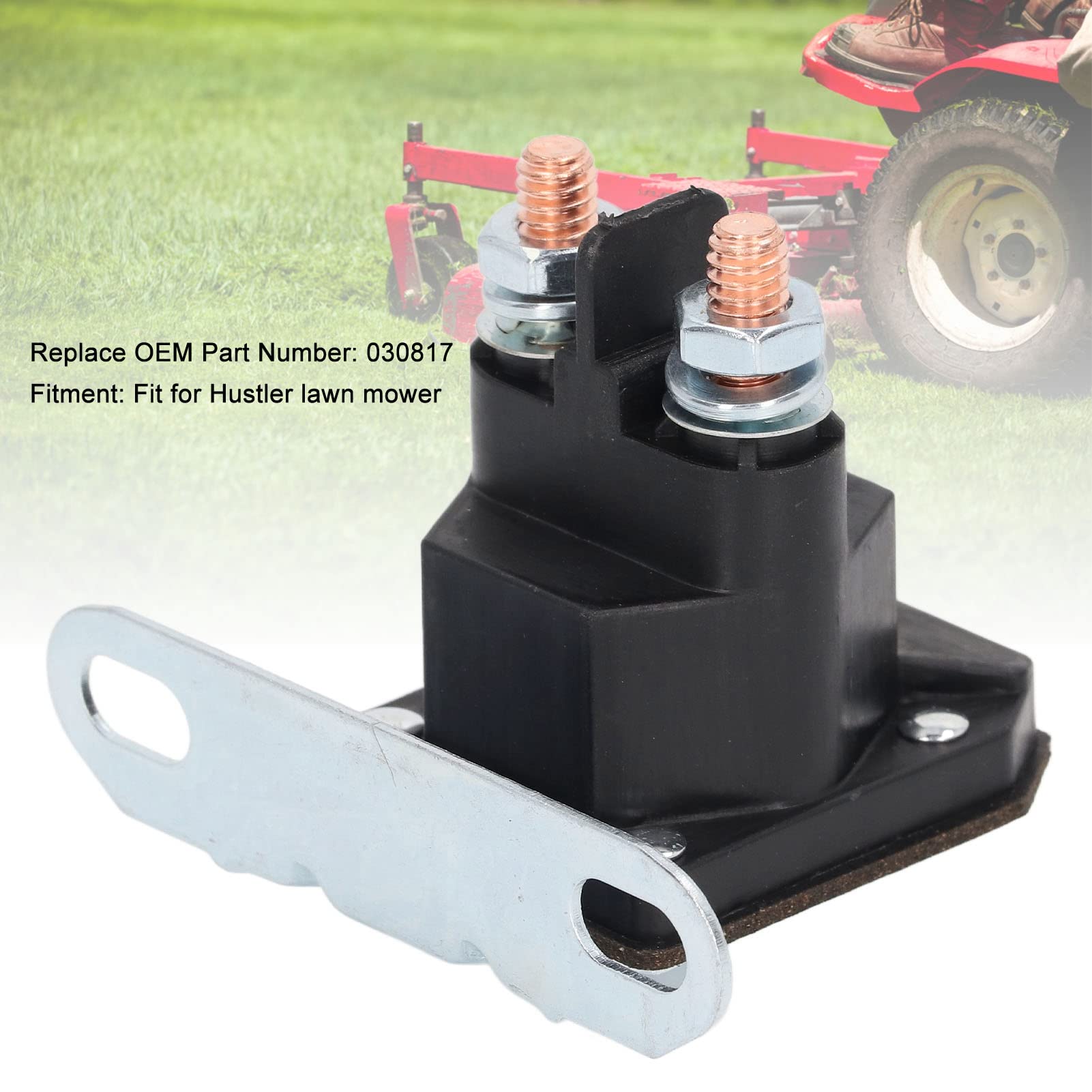 Tgoon 030817 Starter Solenoid, Dc12V Starter Solenoid Relay Switch Anti Rust Abrasion Resistant For Lawn Mower, Professional Mower Parts For Hustler Lawn Mower
