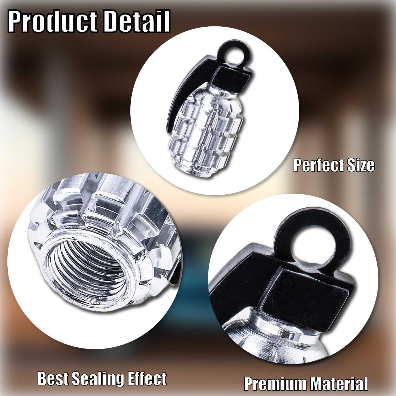 Meajoo 6Pcs Tire Valve Stem Caps, Stainless Steel Tire Valve Caps Wheel Valve Caps For Cars, Trucks, Suv, Motorcycles, Bike And