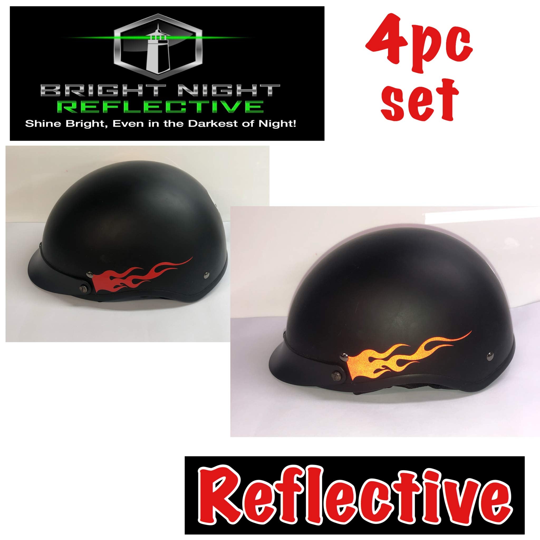 Flame Decals Reflective (2) 1.25'X5.25' Great For Helmets, Motorcycles, Computer Stickers, Phone, Tablet, Hard Hat (Yellow Reflective)