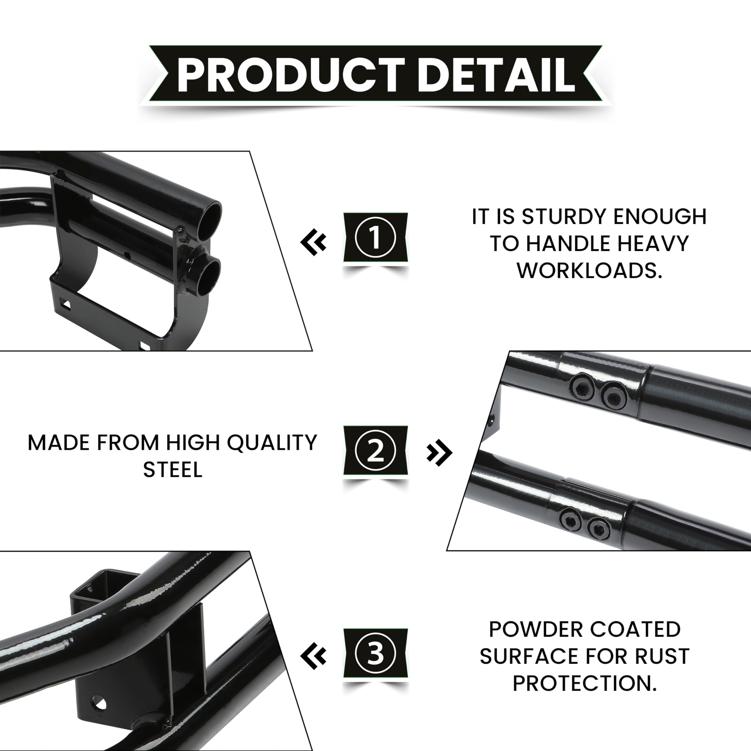 Hecasa Rear Bumper & Trailer Hitch Kit Compatible With John Deere Ztrak Zero-Turn Mowers Z235 Z255 Z335E Z335M Z345M Z345R Z355E Z355R Z365R Z375R