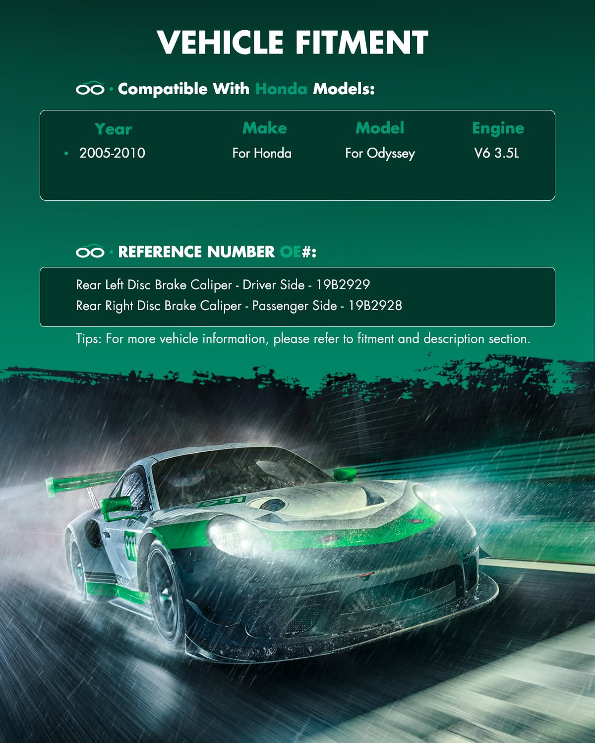 Scitoo Rear Brake Caliper With Bracket 19B2928, 19B2929 Compatible For Honda Odyssey 2005-2010