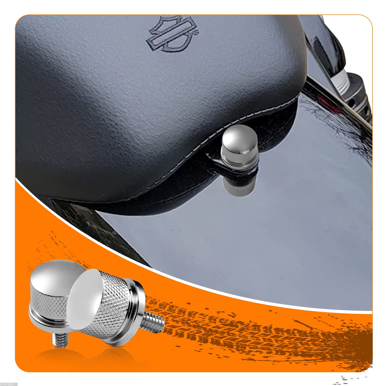 Eumti Chrome Stainless Knurled Fender Rear Seat Bolt Screw 1/4'-20 Thread Quick Install Compatible With Harley Touring Softail Dyna Sportster Cvo Fatbob 1996-2024