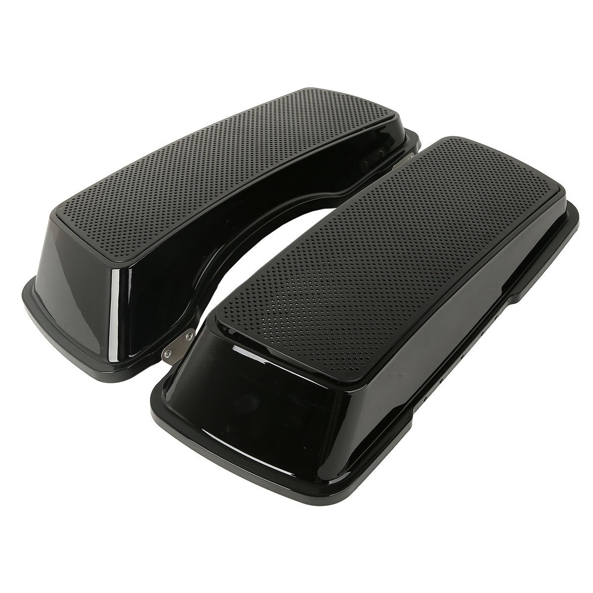 Xmt-Moto Vivid Black Hard Saddlebag Lids W/Dual 6 X 9 Inch Speaker Grilles For 1993-2013 Harley Davidson Touring Road Glide Fltrx Electra Glide Flht Road King Flhr Street Glide Flhx Models