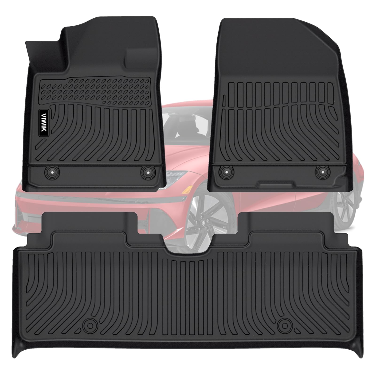 Viwik Floor Mats Fit For Hyundai Ioniq 6 2024, All Weather Custom Car Mats Full Set Include 1St & 2Nd Row, Automotive Floor Line