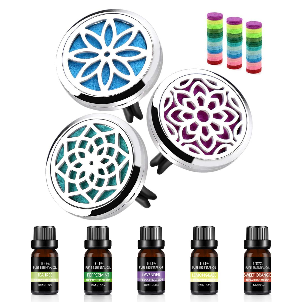 Ttstar Car Diffuser Vent Clip - 30Mm Aromatherapy Essential Oil Car Diffuser Vent Clips 3 Car Air Fresheners Vent Clips With 36 