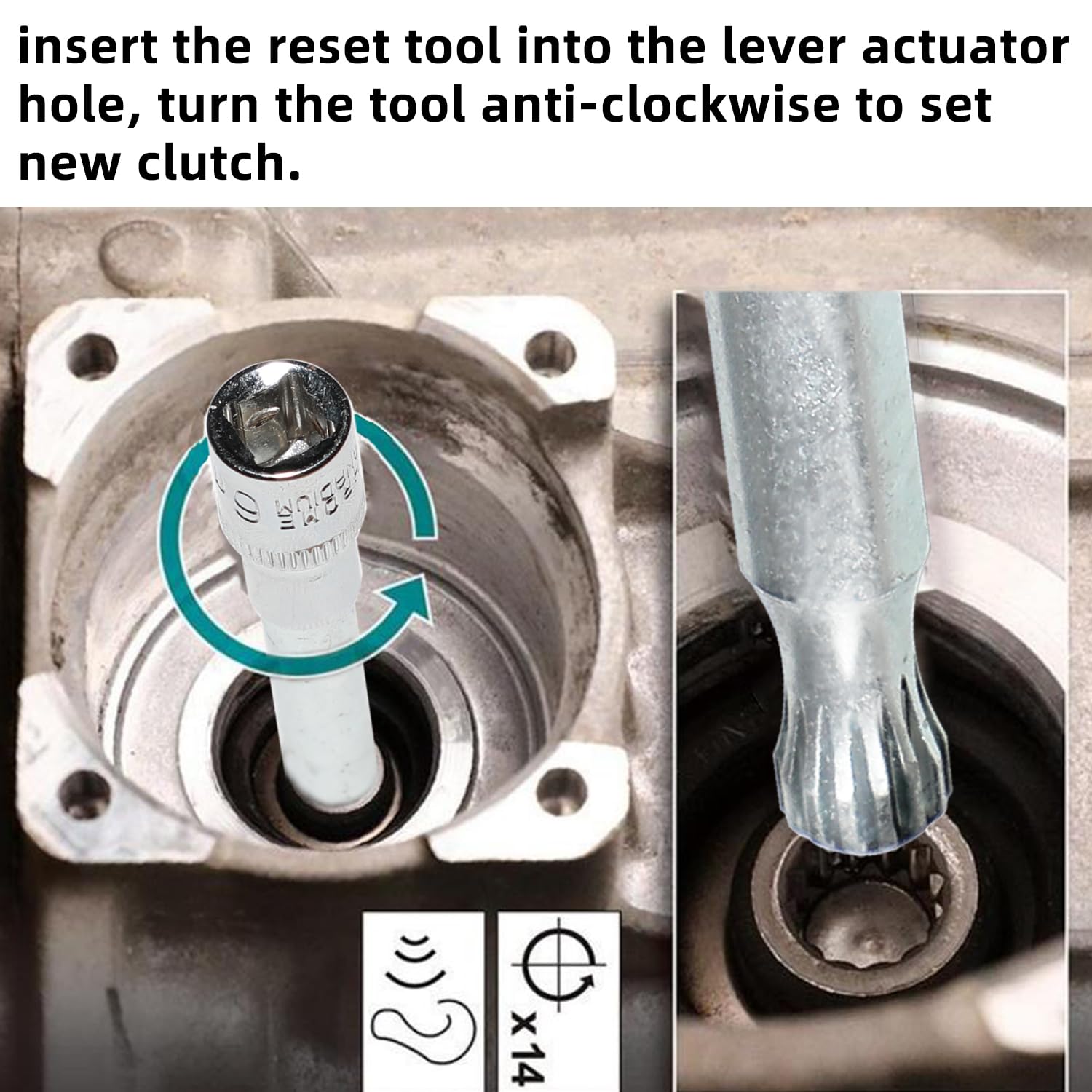 DPTOOL Dual Clutch Transmission Tool - Electromechanical Actuator Reset for Ford DSG 6 Speed DPS6, 6mm, 14 Spline Socket, 1/4" Drive