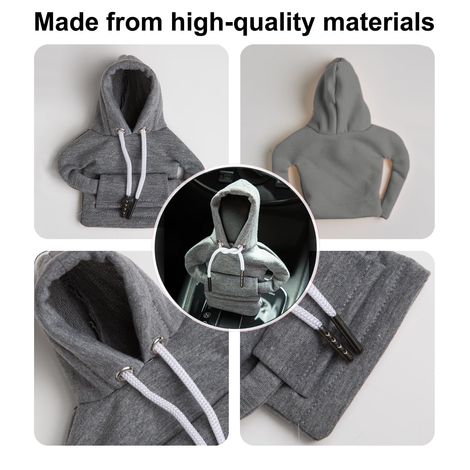 Ecdream 2Pcs Car Shift Knob Hoodie, Gear Shift Sweater For Gearshift, Automotive Interior Accessories (White And Gray)