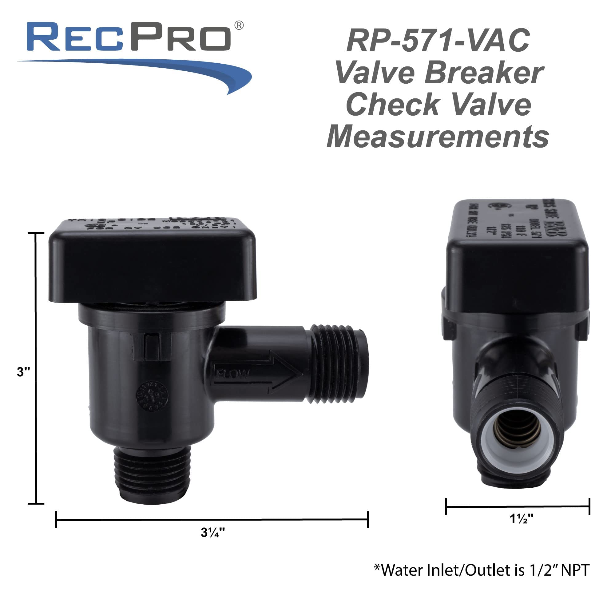 Recpro Rv Vacuum Breaker Check Valve  Protect Fresh Water From Pollutants 571-Vac-Chk-A  Made In America