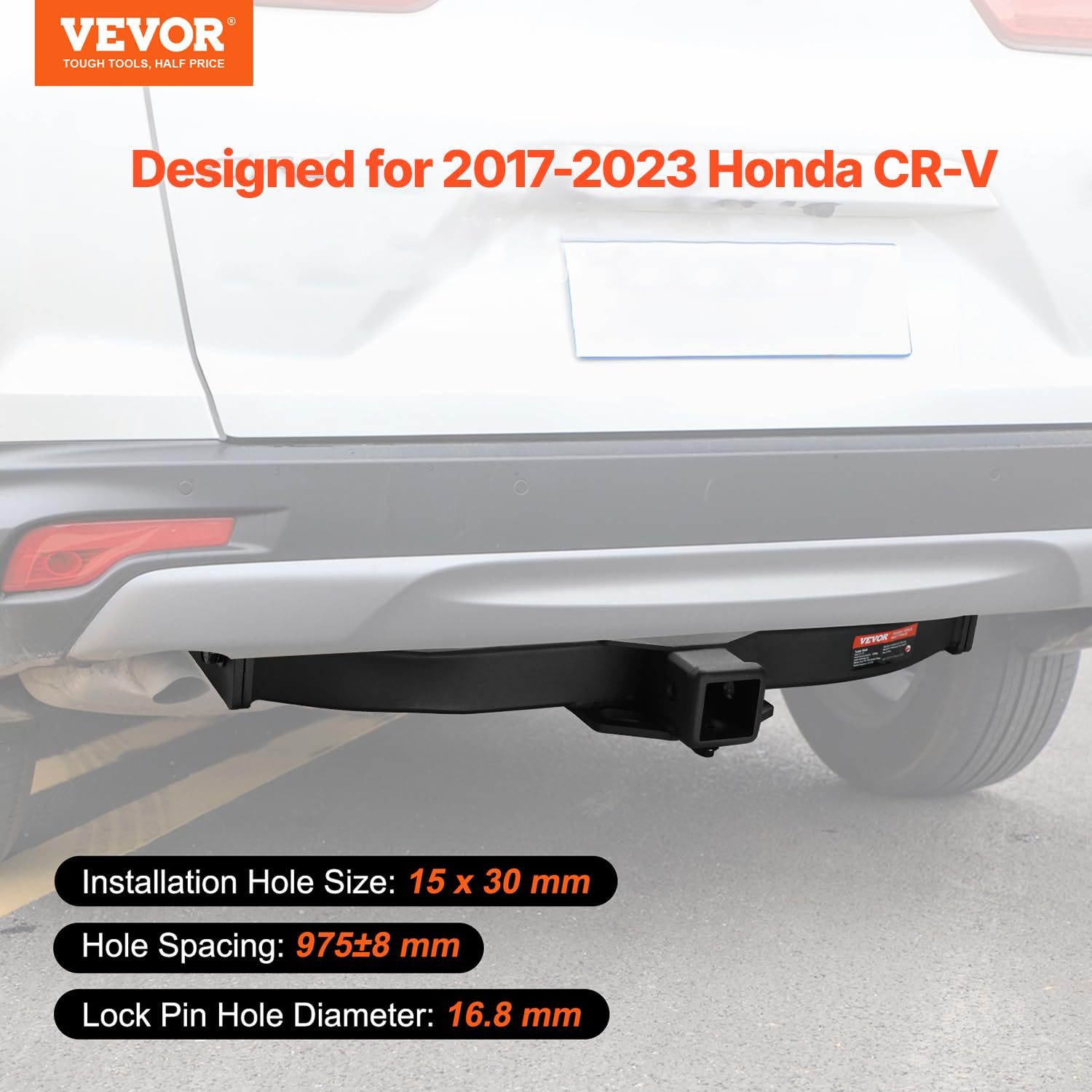 VEVOR Class 3 Trailer Hitch, Q455B Steel Tube Frame, 2-Inch Receiver and 6000 lbs Load-Bearing, Compatible with 2017-2023 Honda