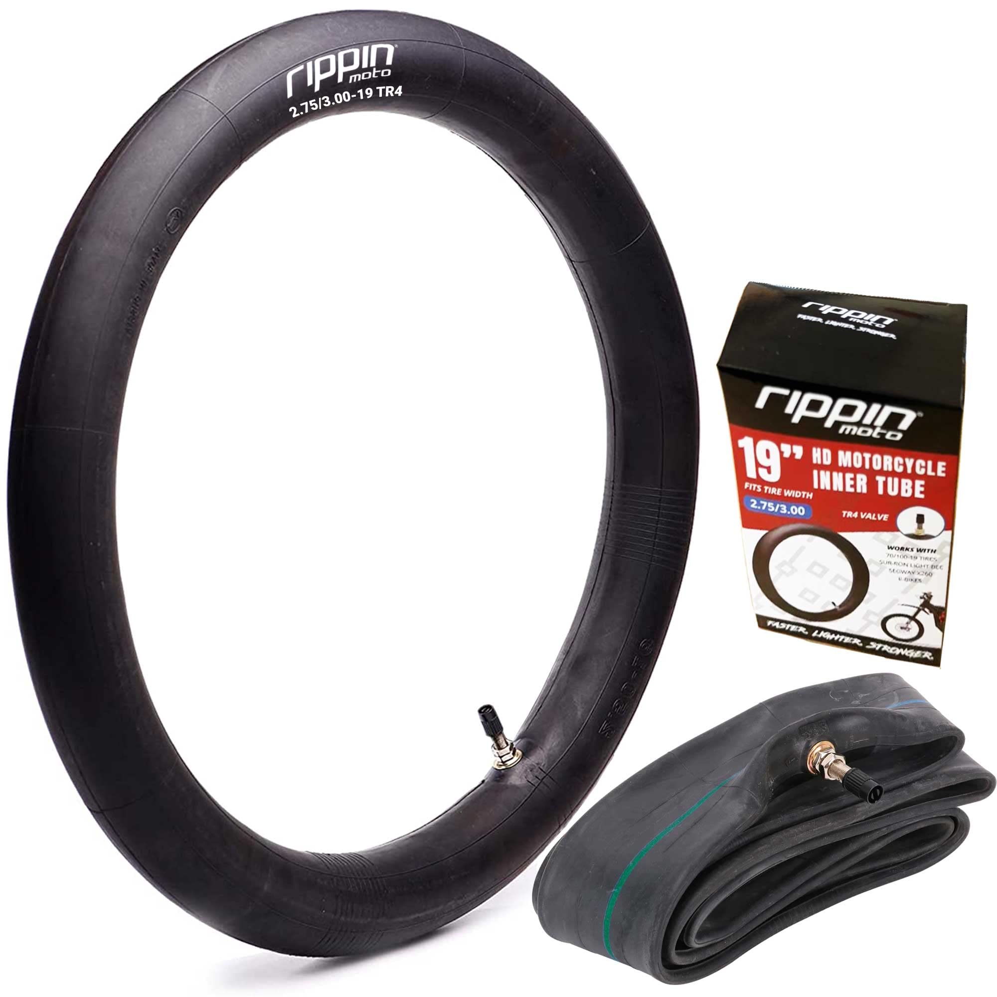 Rippin Moto 2.75/3.00-19 Heavy Duty Inner Tube (70/100-19) 2.5mm Thick - TR4 Valve - Fits Most 3.0-19 Motocross Tires, Surron Li