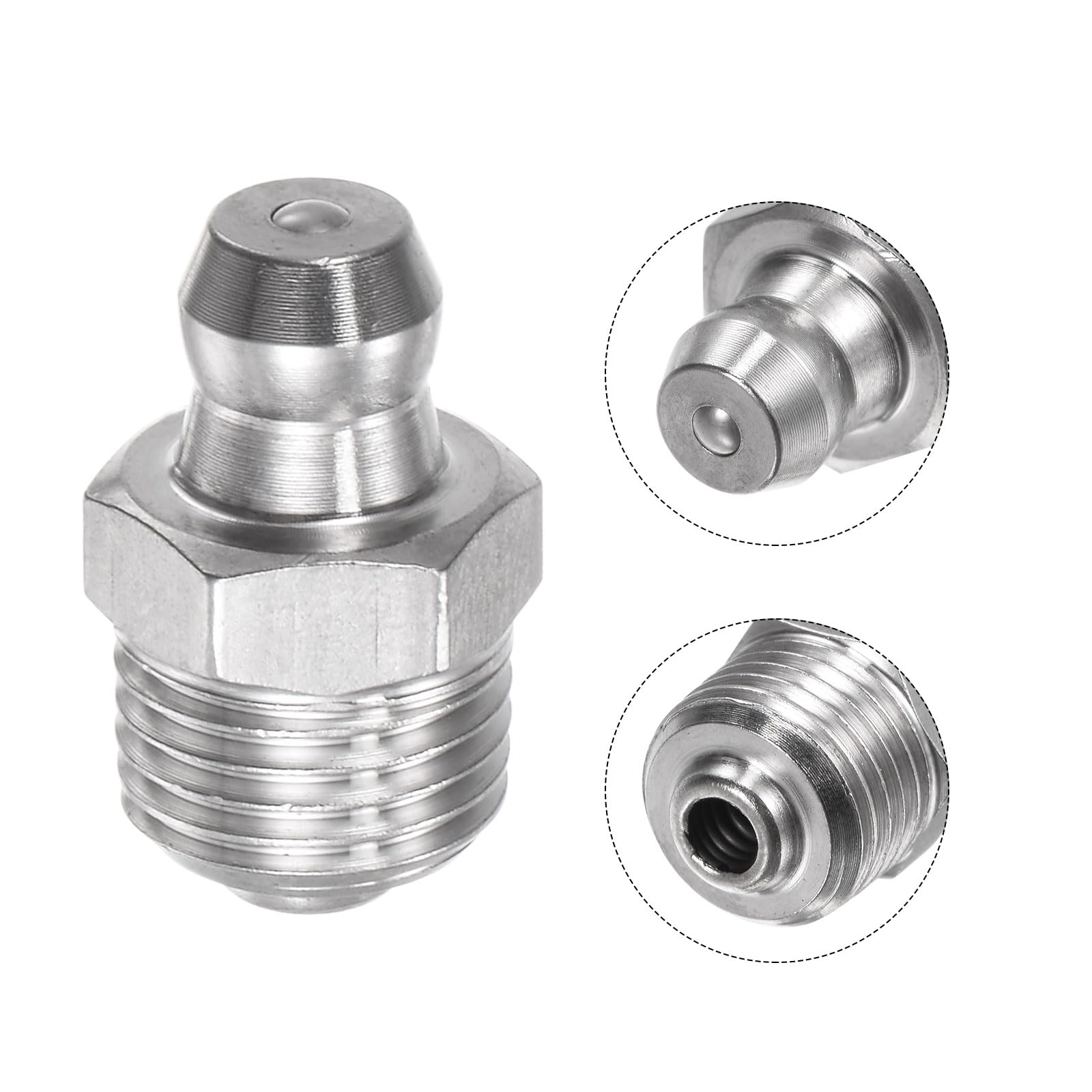 uxcell 304 Stainless Steel Straight Grease Fitting M10 x 1mm Thread Hydraulic Grease Fitting Accessories, 30Pcs