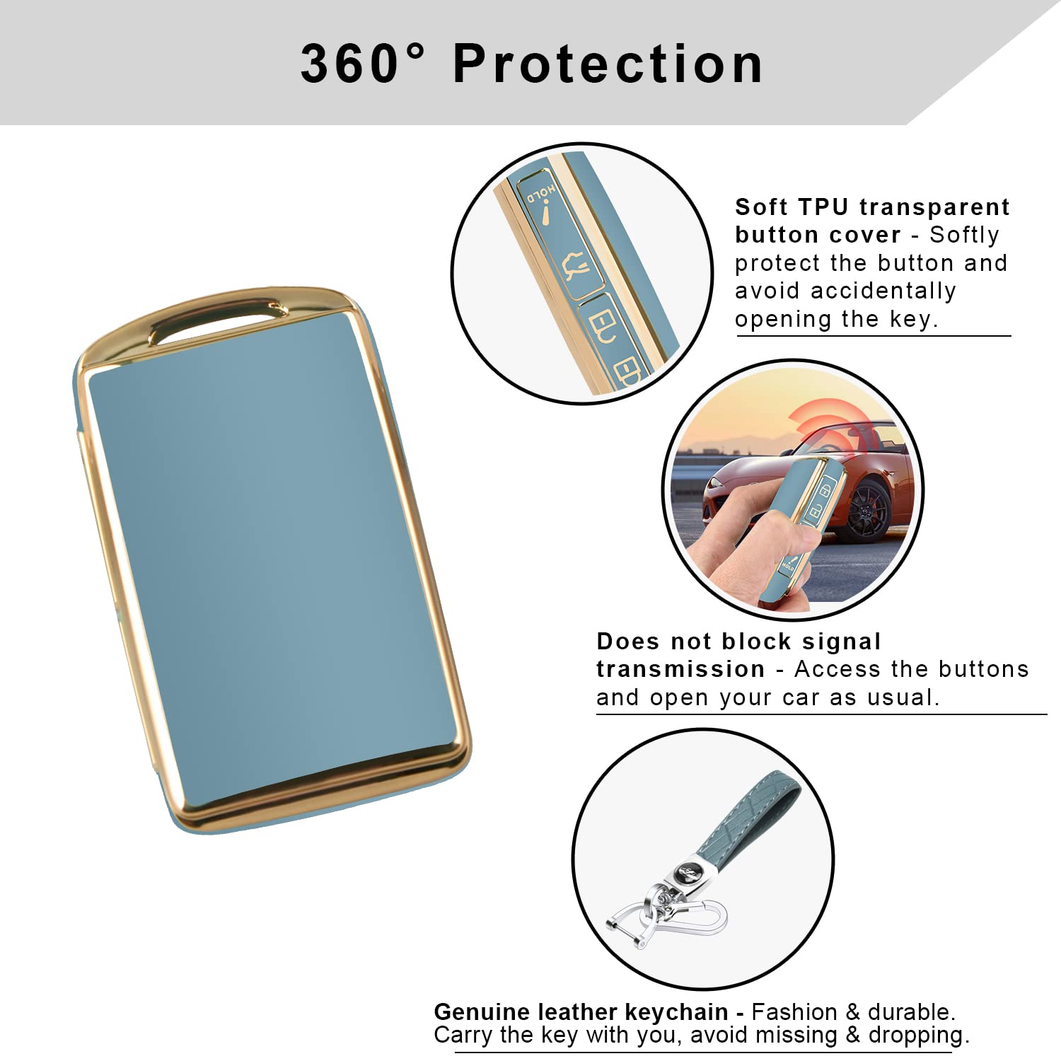 QBUC for Mazda Key Fob Cover Case with Leather Keychain for 2019-2023 Mazda 3, Mazda 6, Mazda 3 Hatchback, 2020-2023 Mazda CX-5,