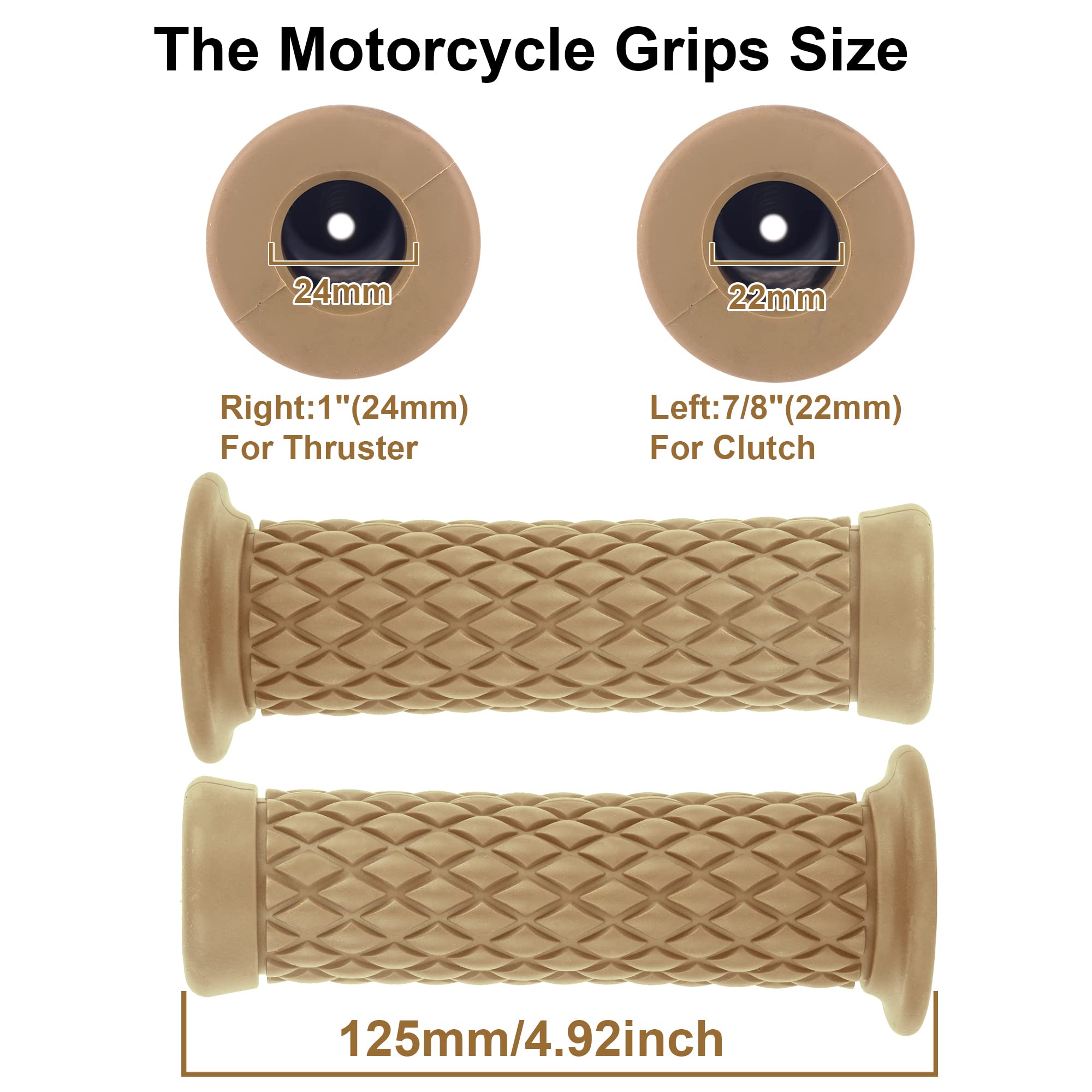 Coxotom Universal Motorcycle Handles Grips - Non Slip Rubber 7/8'' 22Mm 1'' 24Mm Motorcycle Grips For Harley Honda Yamaha Suzuki
