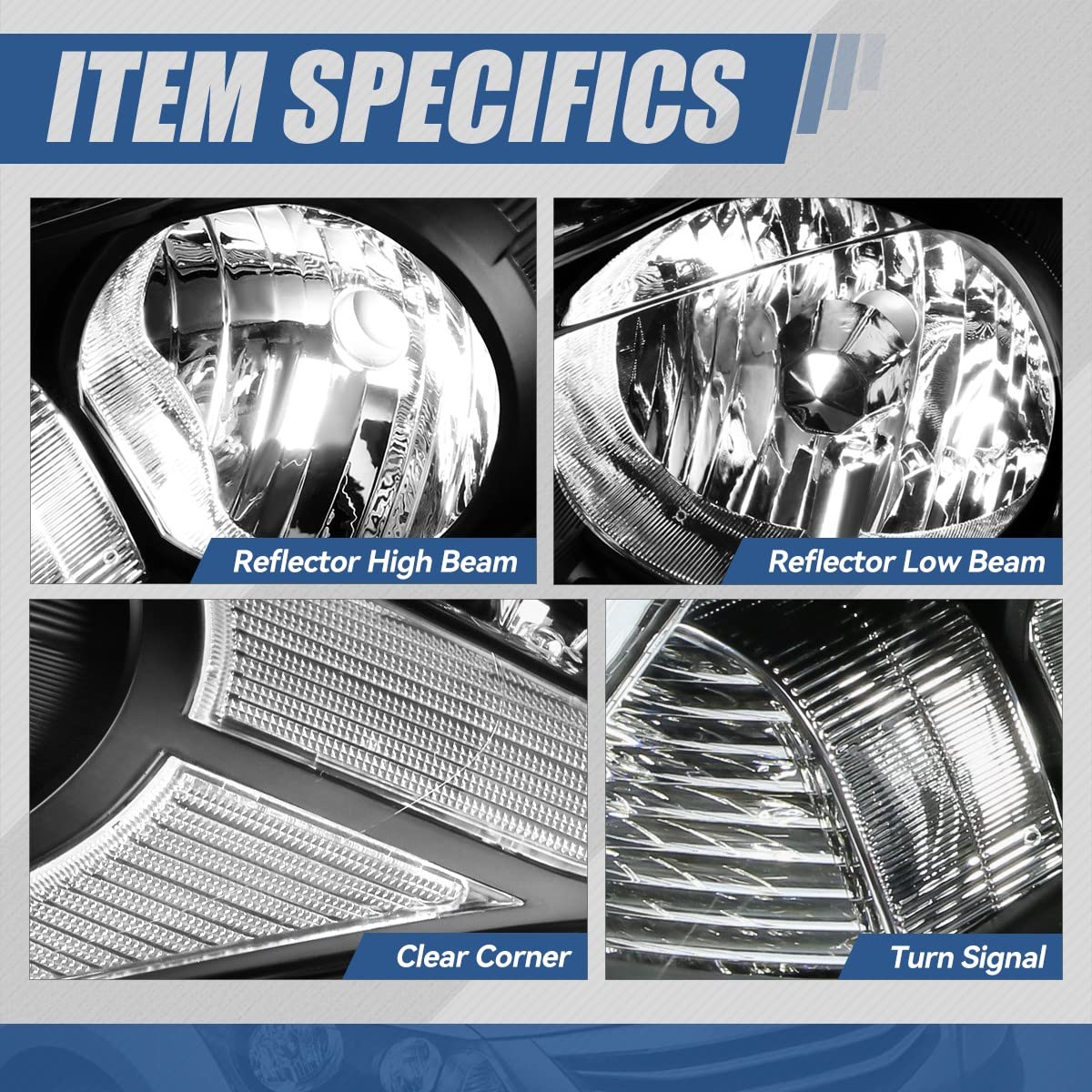Auto Dynasty Halogen Model Headlights Assembly Compatible With Honda Accord Sedan 4-Door 2008 2009 2010 2011 2012, Driver And Pa