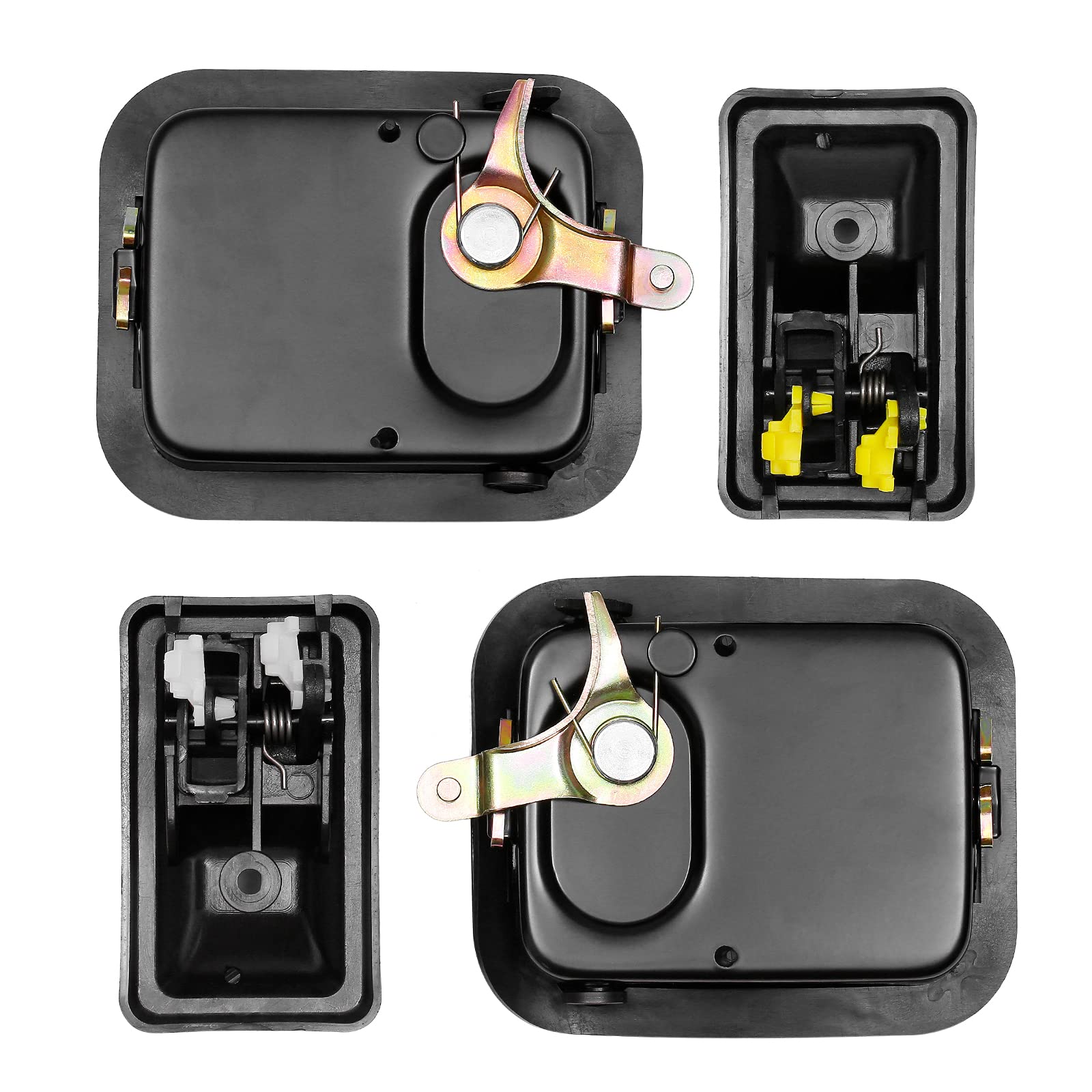 Door Handle Set, Exterior & Interior Left Driver & Right Passenger Side, Compatible With 1991-1996 Jeep Wrangler Yj 1997-2004 Tj Replace# 79540 79541 55176383Ae 55176382Ae 55176477Ac 55176476Ac