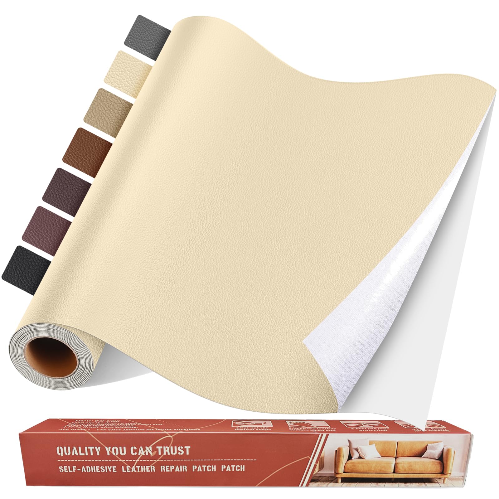 Yikda Self Adhesive Leather Repair Patch Kit, 31.5 In X 16 In Large Vinyl Leather Repair Tape For Furniture, Car Seat, Couch, So