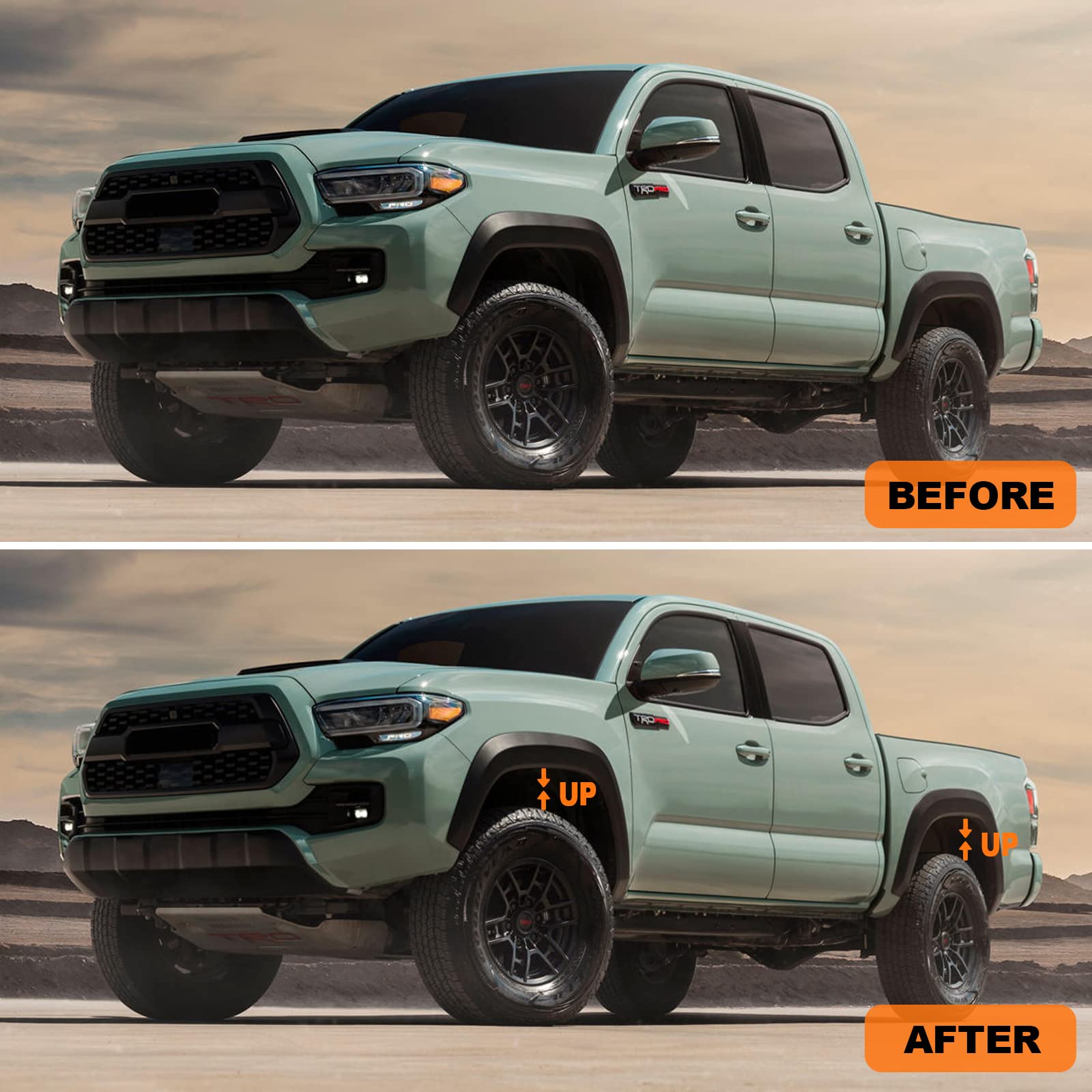 Bdfhyk 3 Front And 2 Rear Leveling Lift Kit, Compatible With 2005-2022 Toyota Tacoma 4Wd, 6061-T6 Aluminum Billet Strut Spacers Leveling Kit Suspension Leveling Lift Kit For Tacoma