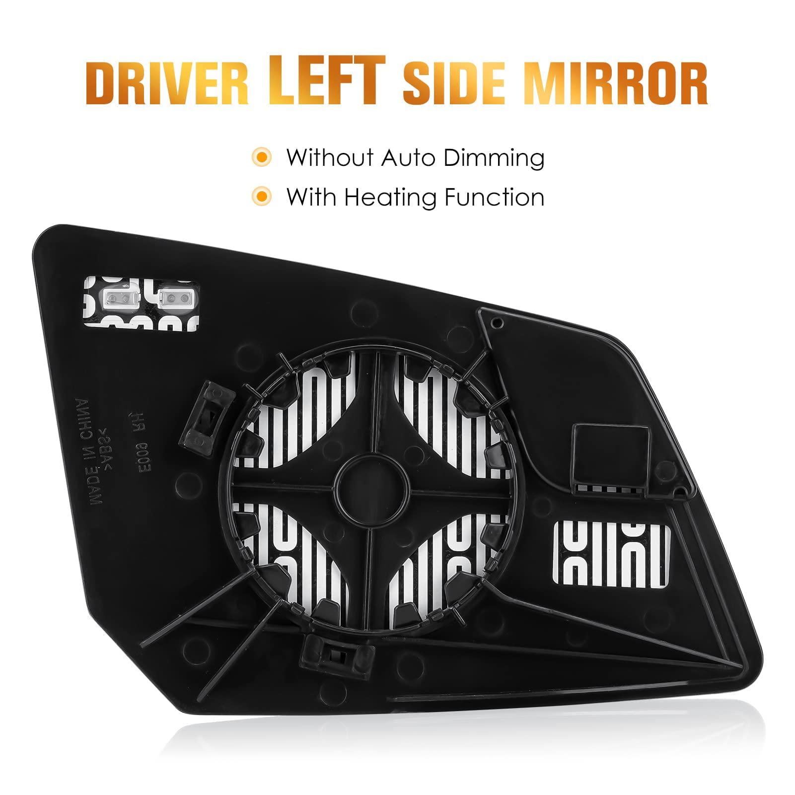 Driver Left Side Heated Mirror Glass Replacement Fits for GMC Acadia, for Saturn Outlook, for Chevrolet Traverse 2007-2016 Repla