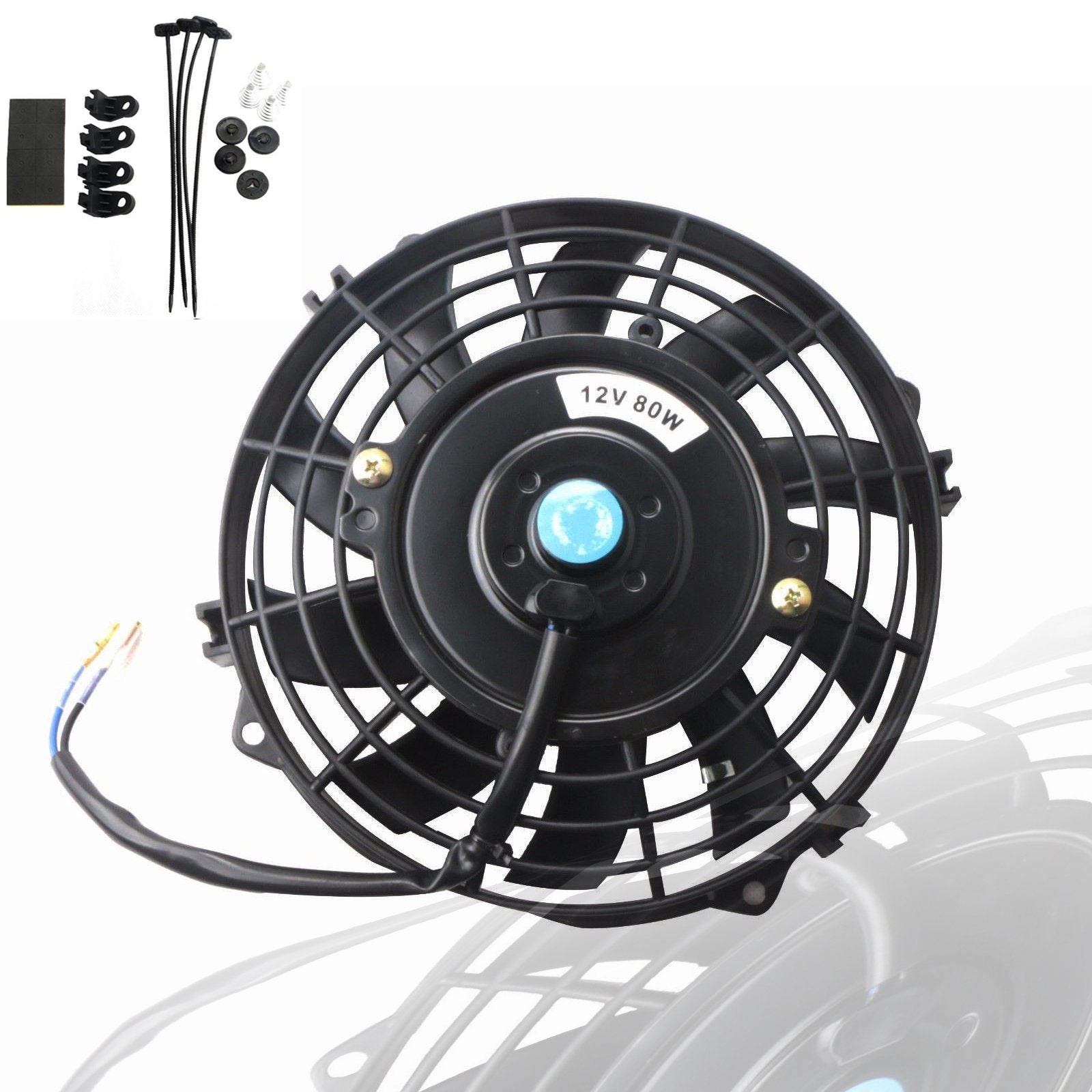 Mostplus Black Universal Electric Radiator Slim Fan Push/Pull 12V + Mounting Kit(7 Inch) Set Of 2