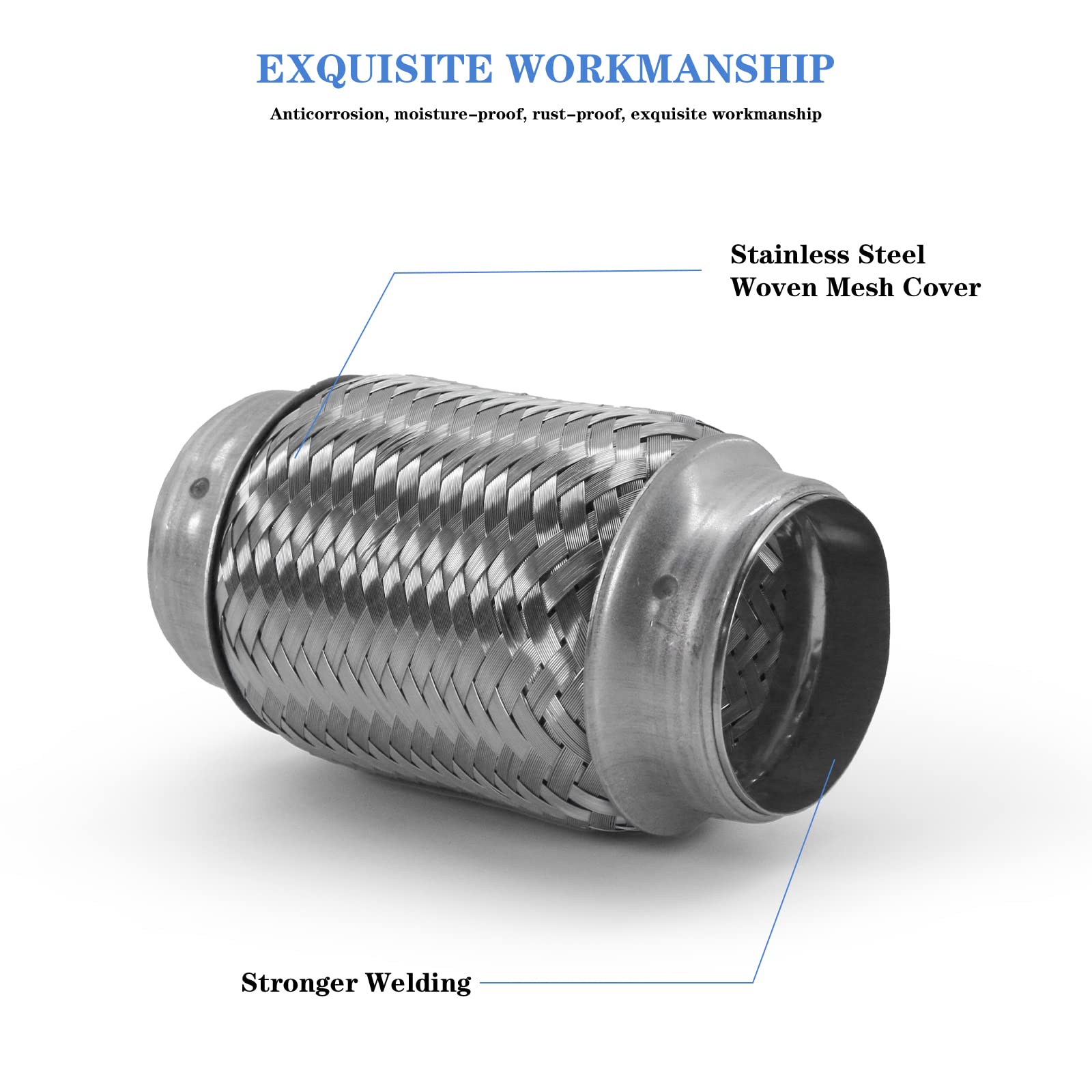 Rp Remarkable Power, Rk7516-2.5'' X 6'' Heavy Duty Stainless Steel Exhaust Flex Pipe