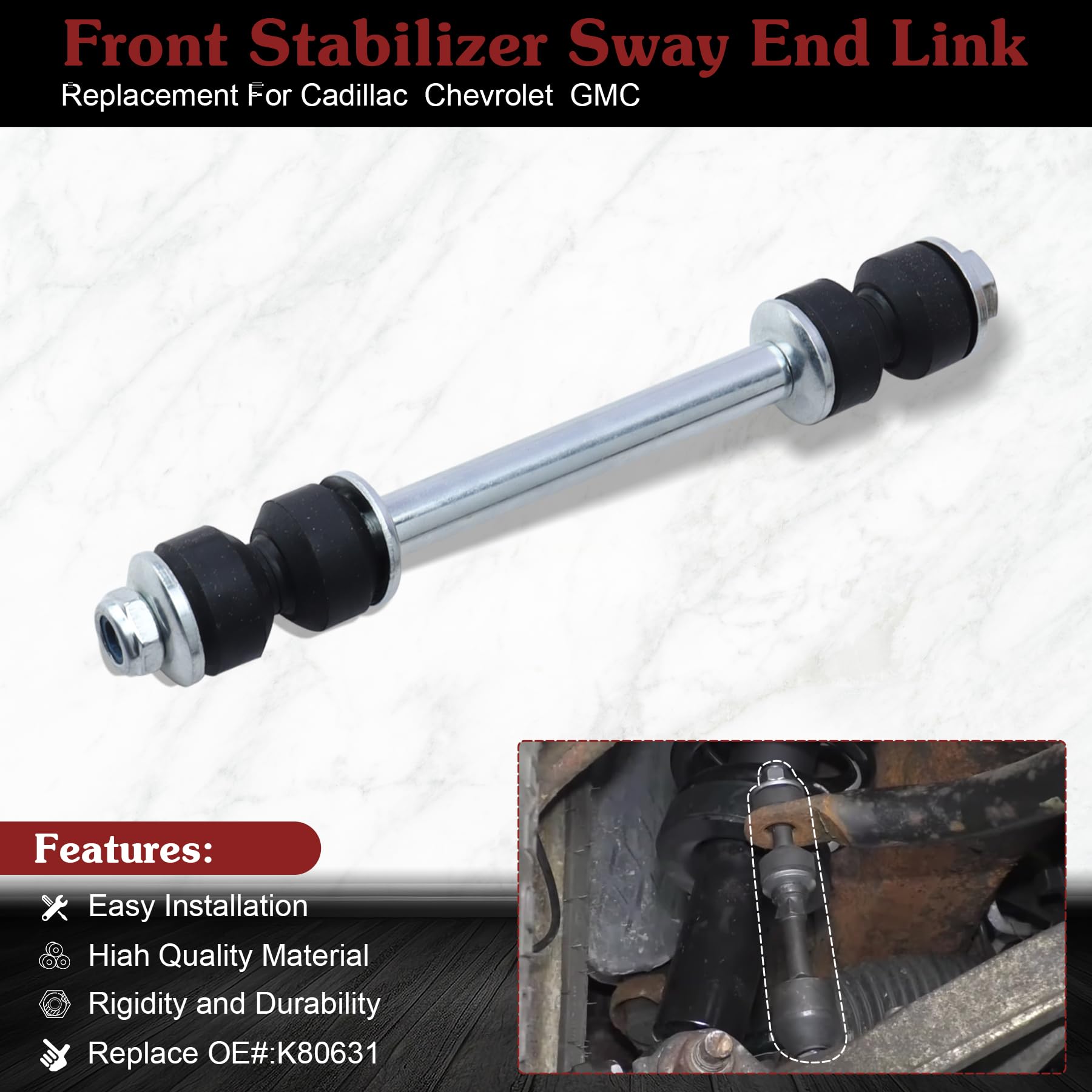 Stiueoav K80631 Sway Bar Link - Front Stabilizer End Link Compatible With 1999-2006 Chevrolet Silverado 1500/2500/3500?2000-2006