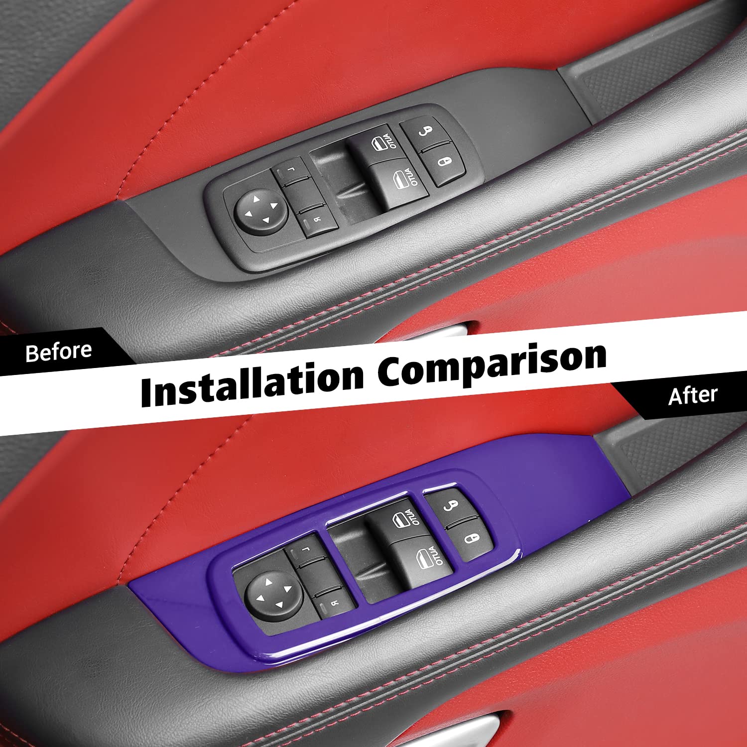 Voodonala Window Lift Panel Cover Trim Accessories For Dodge Challenger 2015-2022(2Pcs/Set,Purple)