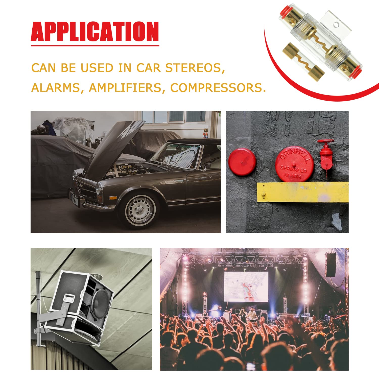 SIGANDG 4-8 Gauge AWG in-line Fuse Holder with 60A AGU Fuses for Car Audio, Alarm, Amplifier, Compressors, Waterproof Inline Fus