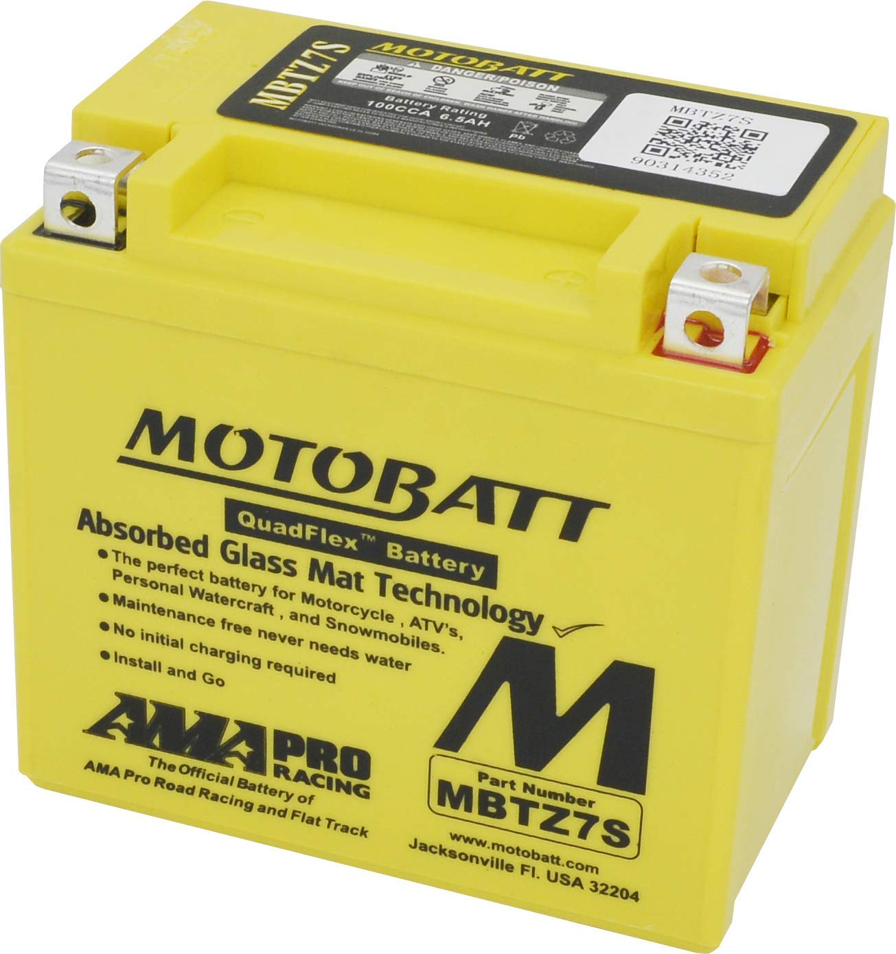 Motobatt 12 Volt 6.7 Ah Mbtz7S Sealed Maintenance Free Agm Battery