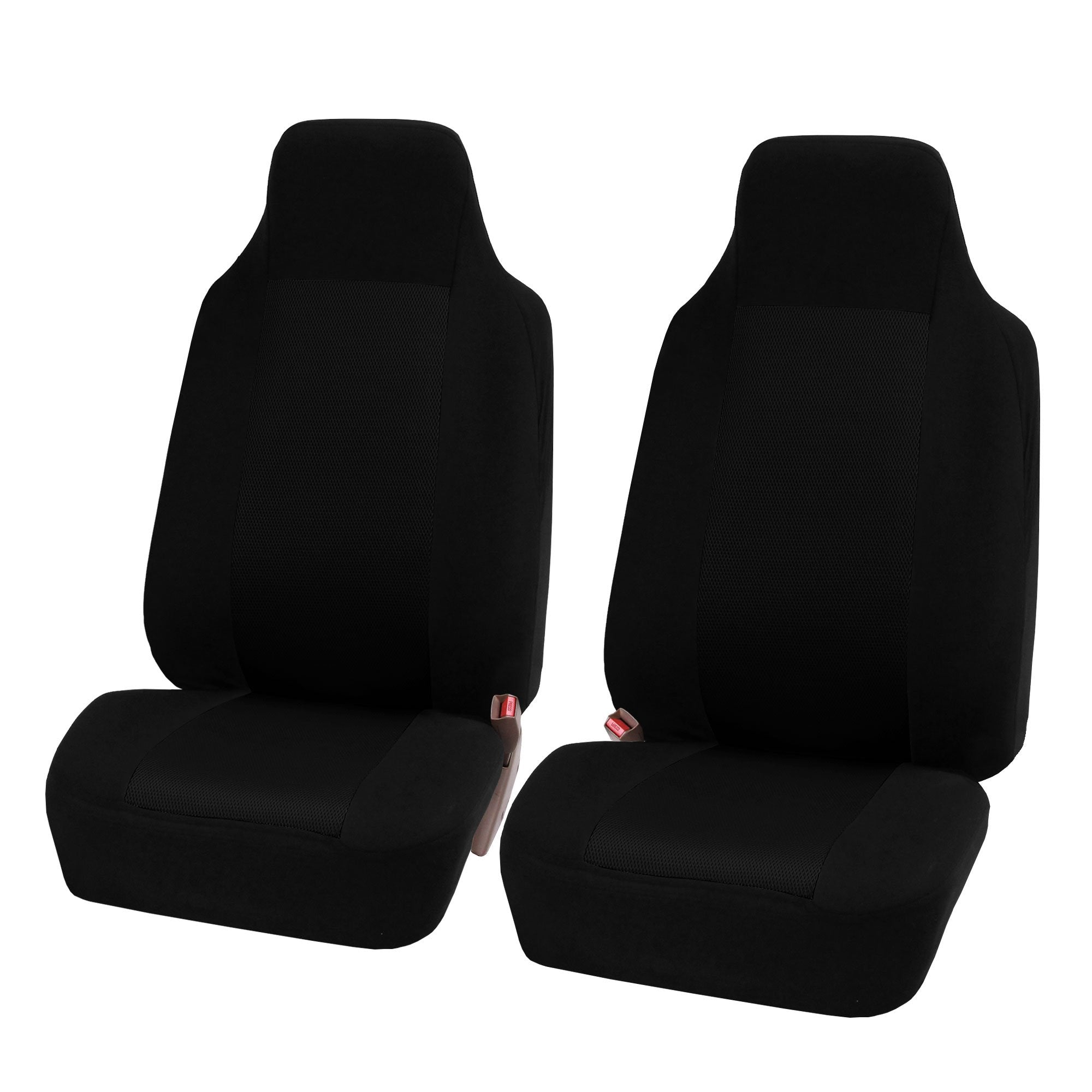 FH Group Front Set Cloth Car Seat Covers for Bucket Seats 1 Piece Seat Cover, Universal Fit, Washable Seat Covers for SUV, Sedan, Van, Black