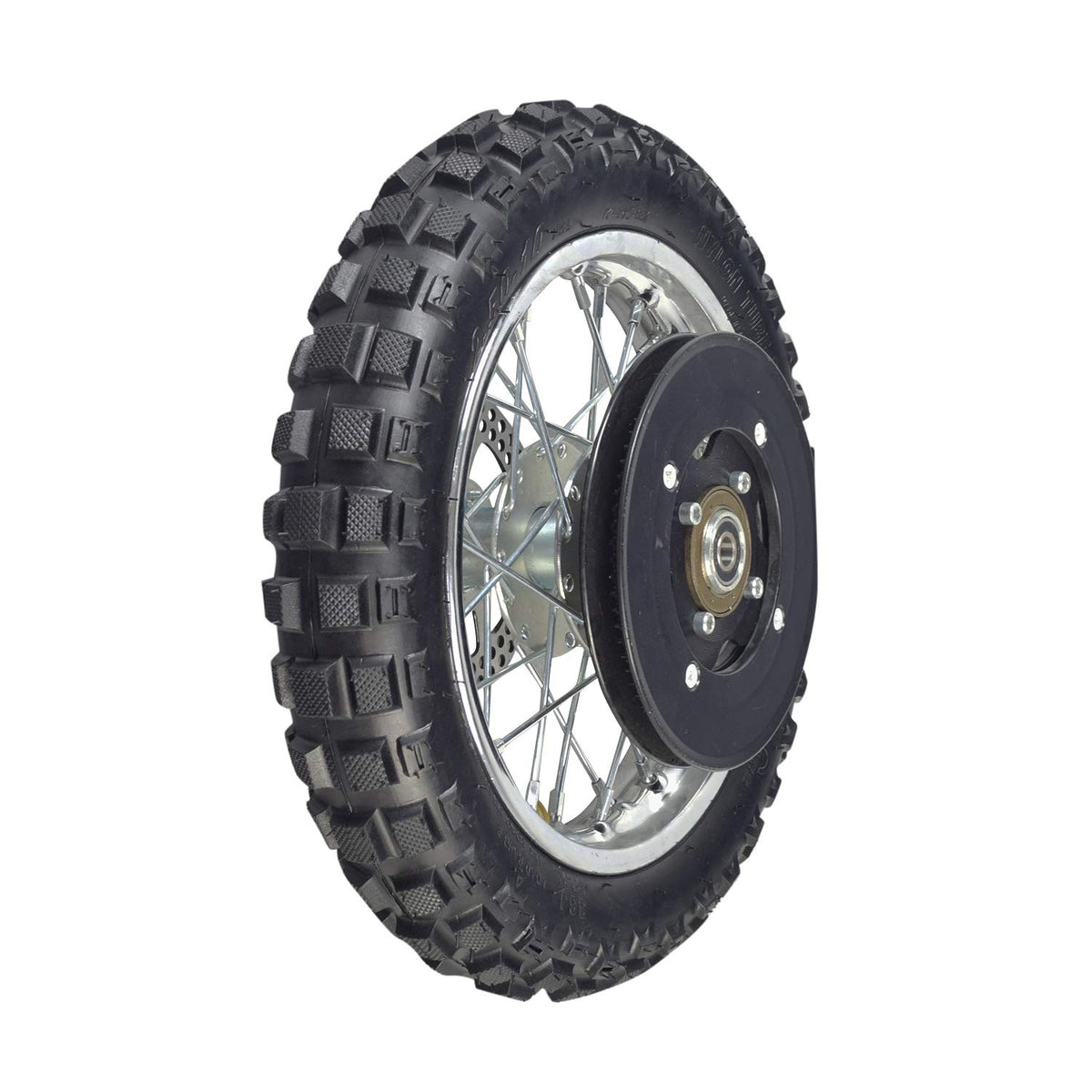 AlveyTech Rear Wheel Assembly - For Razor MX500 and MX650 Dirt Rocket - 2.5-10 Knobby Tread Tire & 80 Tooth Sprocket - High Off-